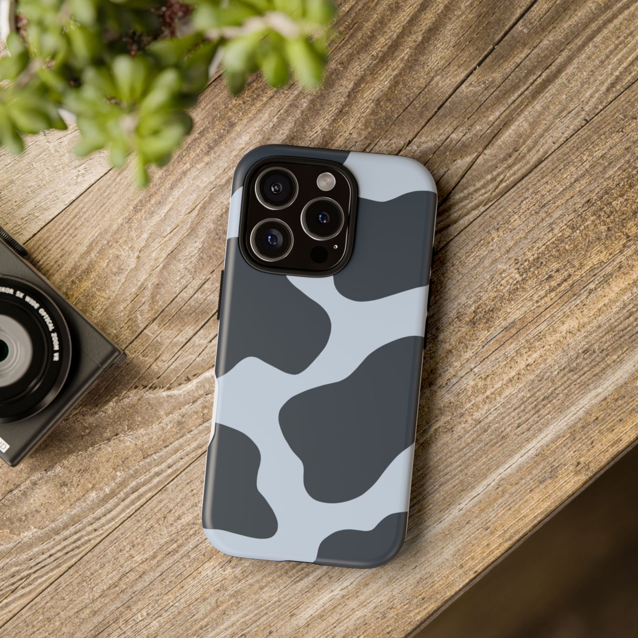 Cow Print Tough iPhone Case — Blue Black Abstract Pattern
