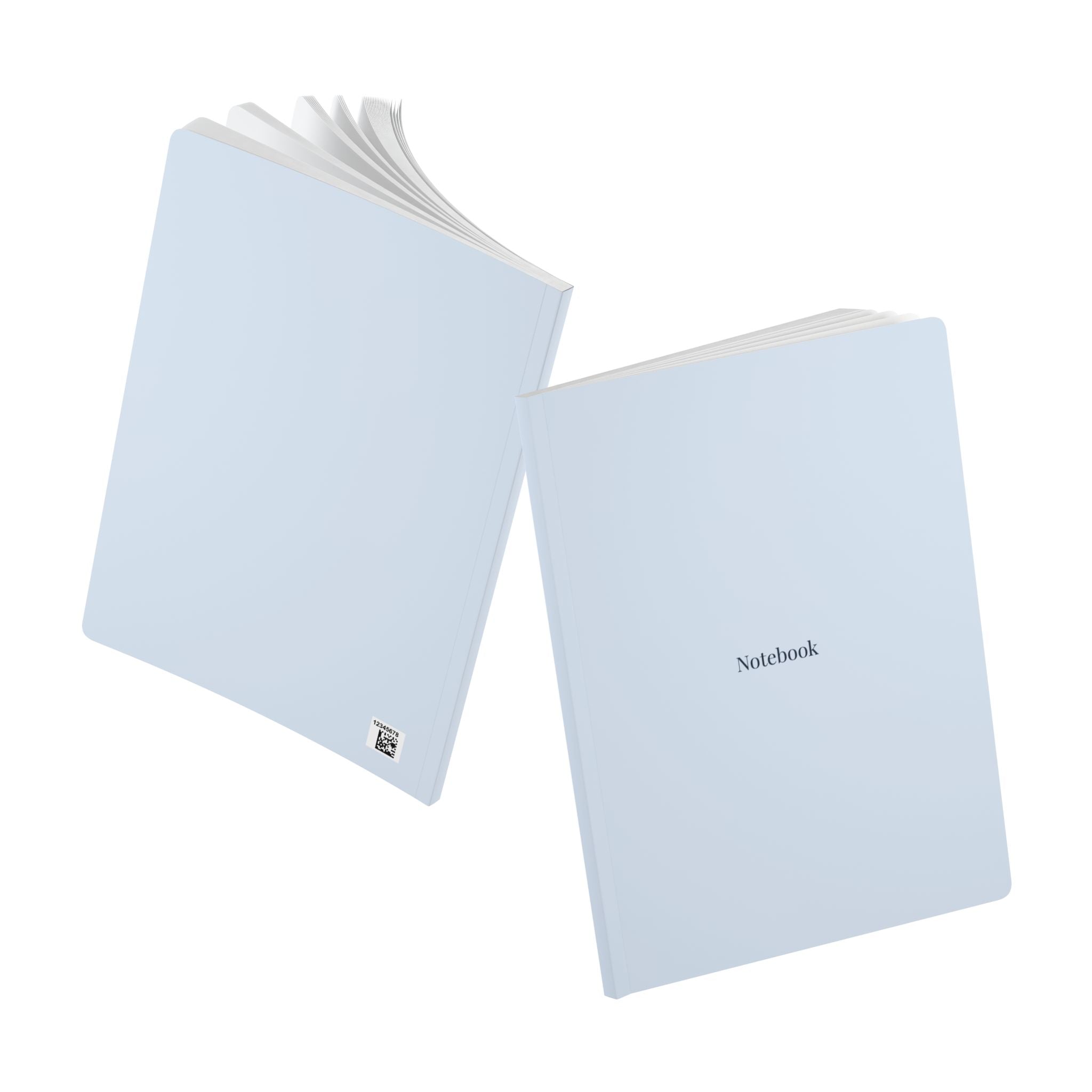 Minimal Light Blue Notebook — Softcover Journal with 'Notebook' Cover, Printed Interior