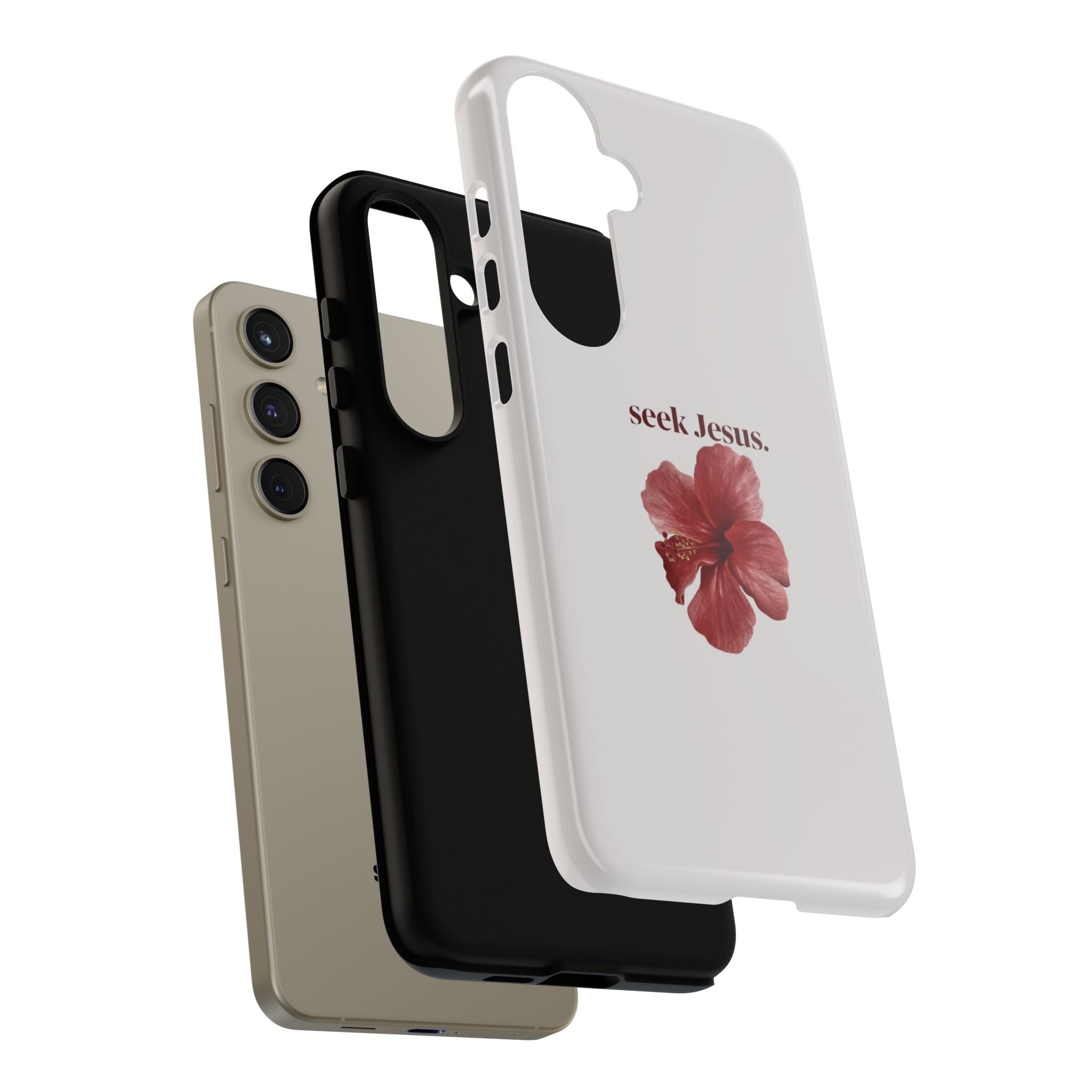 "seek Jesus." Floral Tough Protective Case