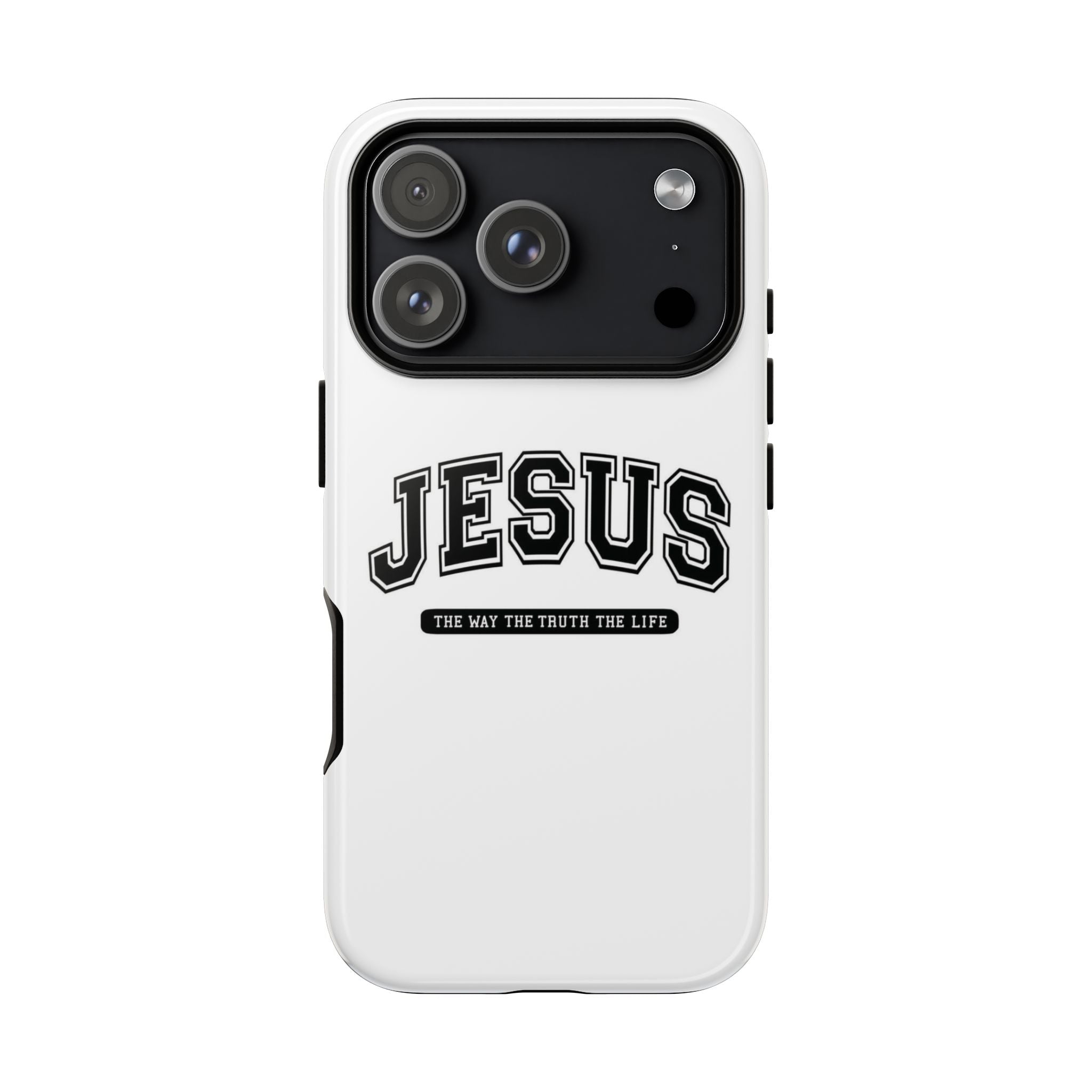 Jesus varsity phone case — 'Jesus: The Way The Truth The Life' tough protective cover