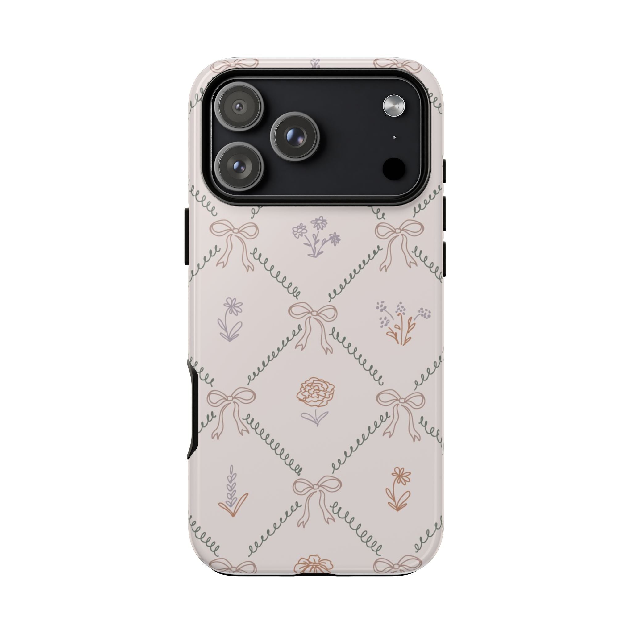 Floral Bow Pattern Tough iPhone Case
