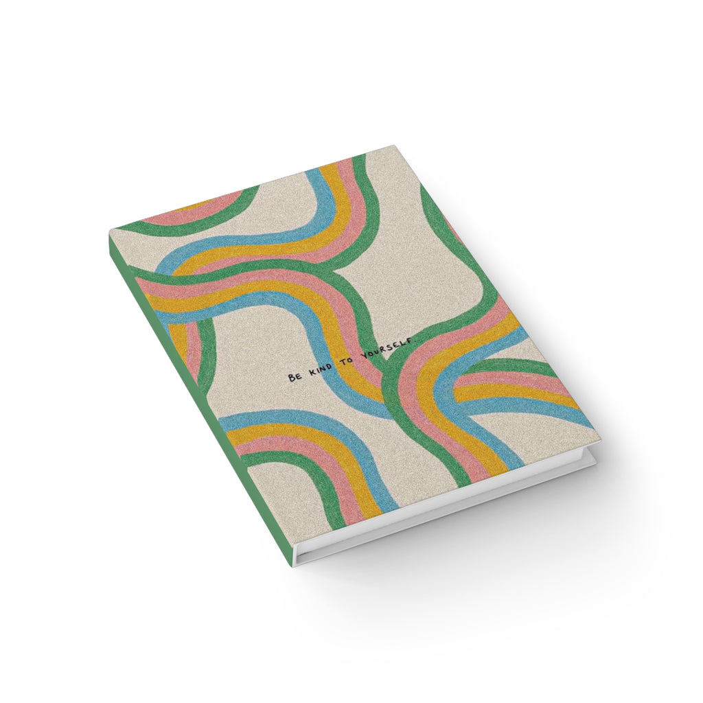 Hardcover Retro Rainbow Journal — "Be Kind to Yourself" Ruled Notebook