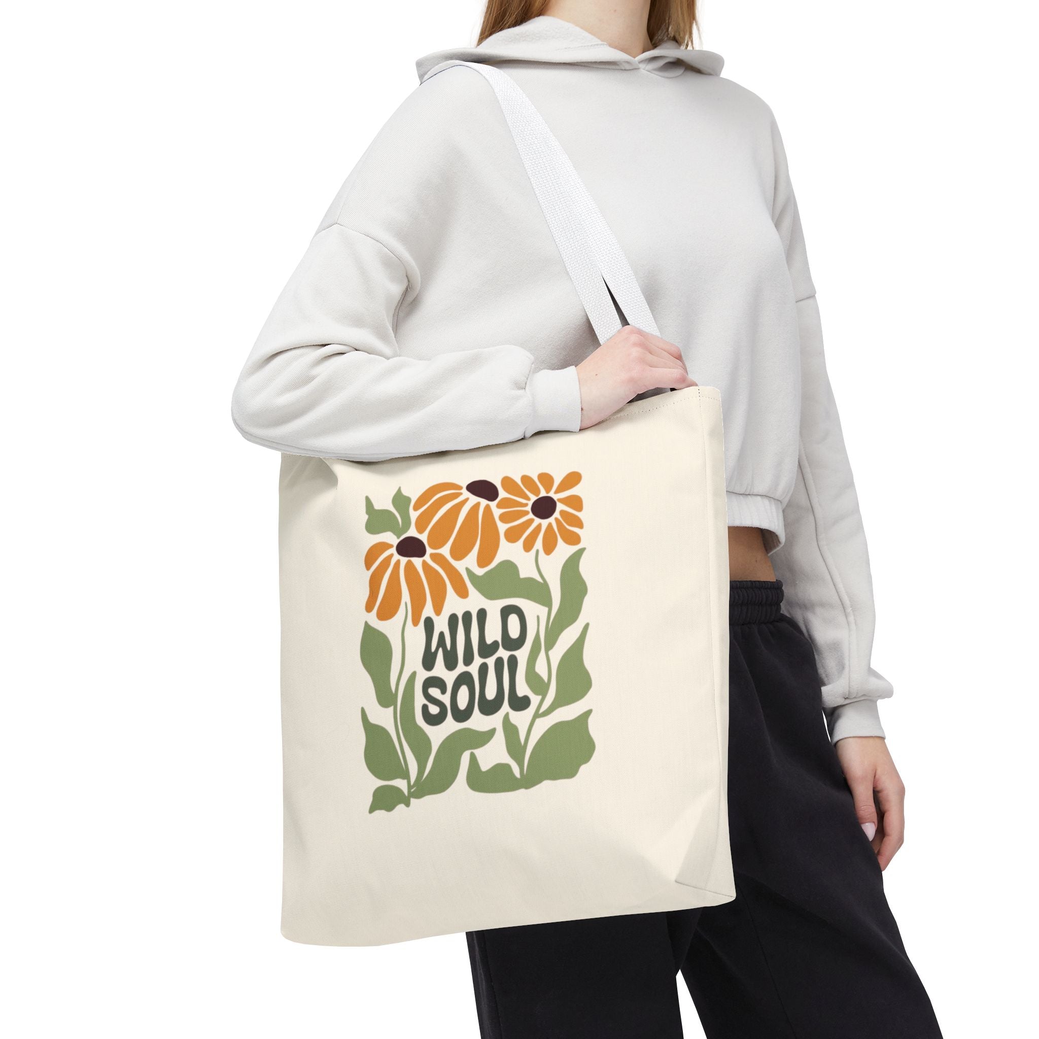 Wild Soul Floral Tote Bag — Boho Sunflower Canvas Carryall