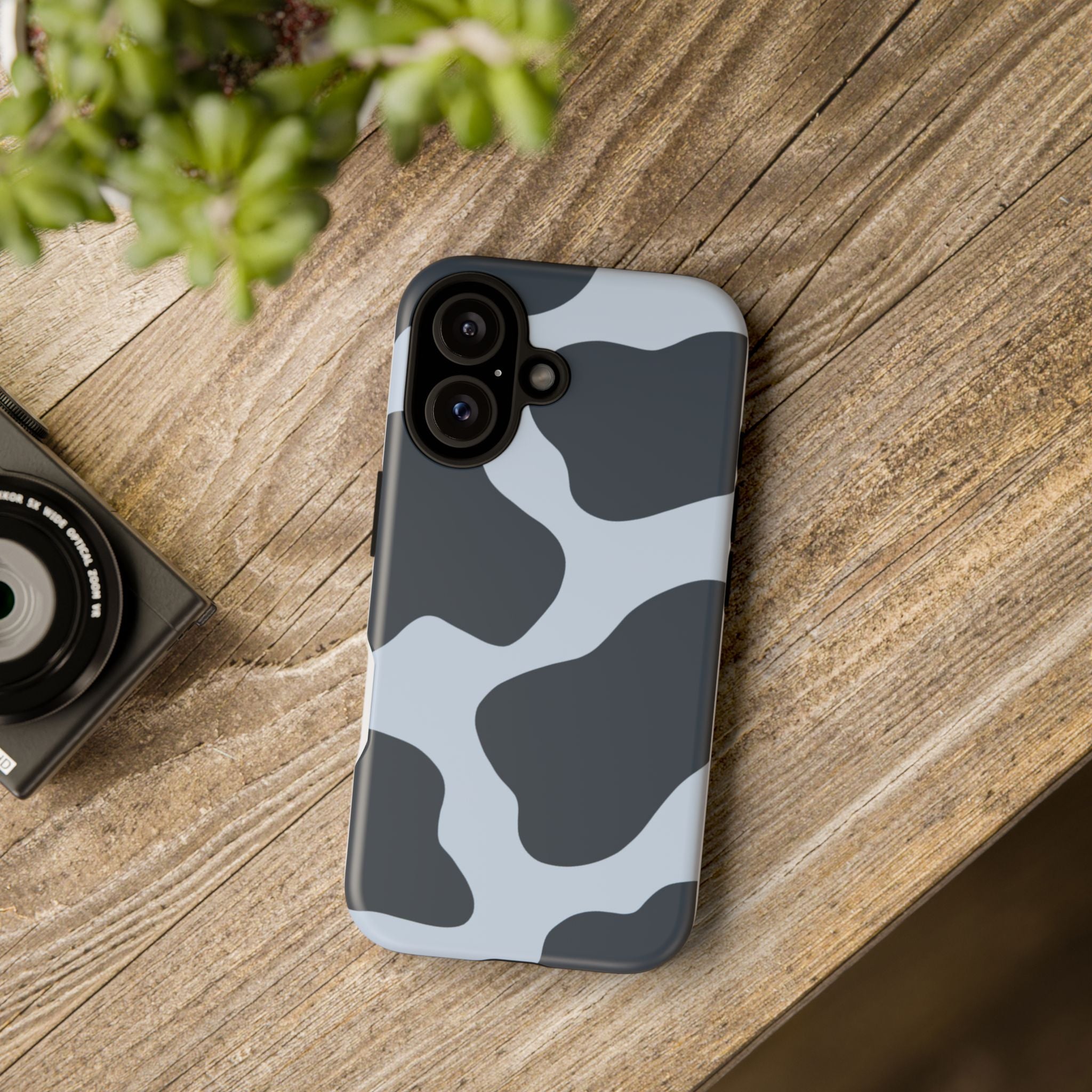 Cow Print Tough iPhone Case — Blue Black Abstract Pattern