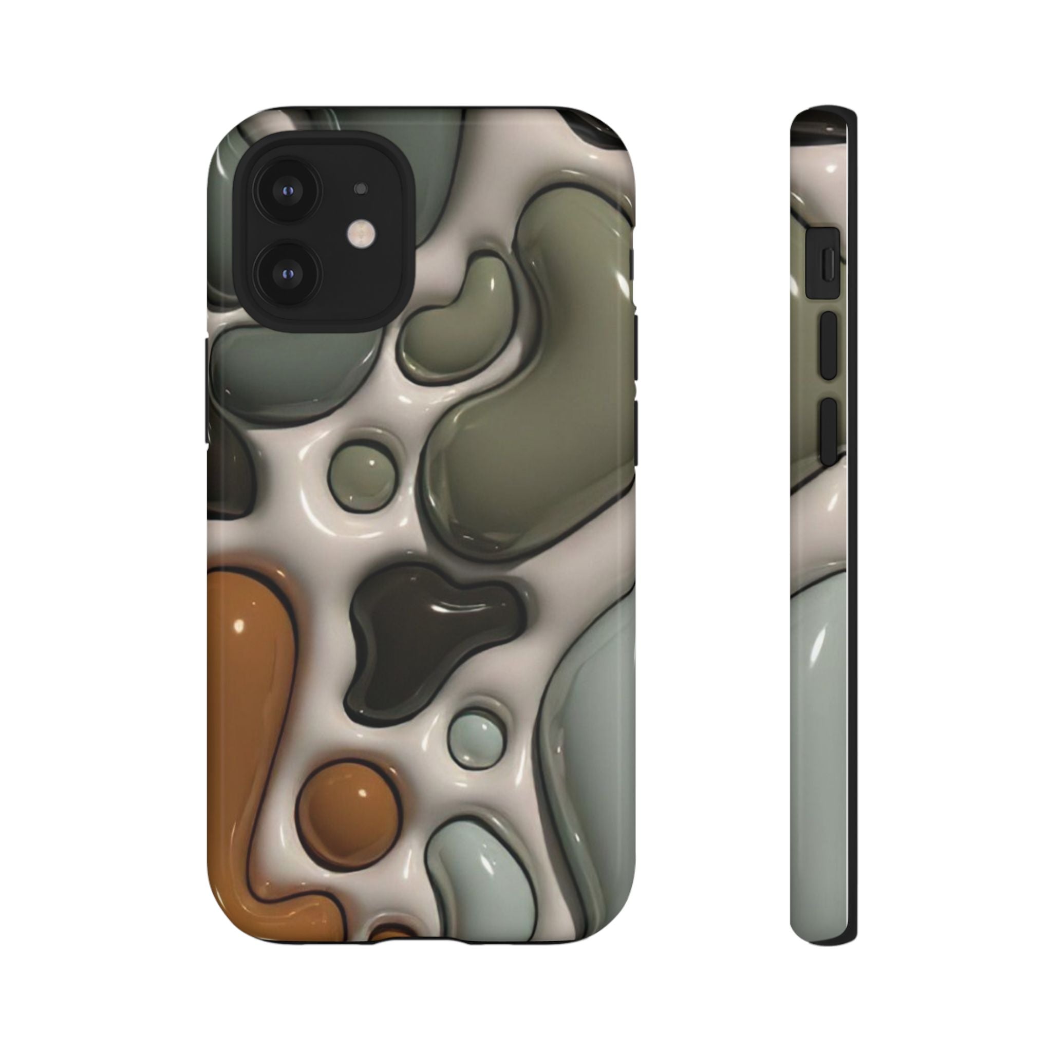 Abstract Pebble Pattern iPhone Case — Modern Organic Camouflage Tough Case