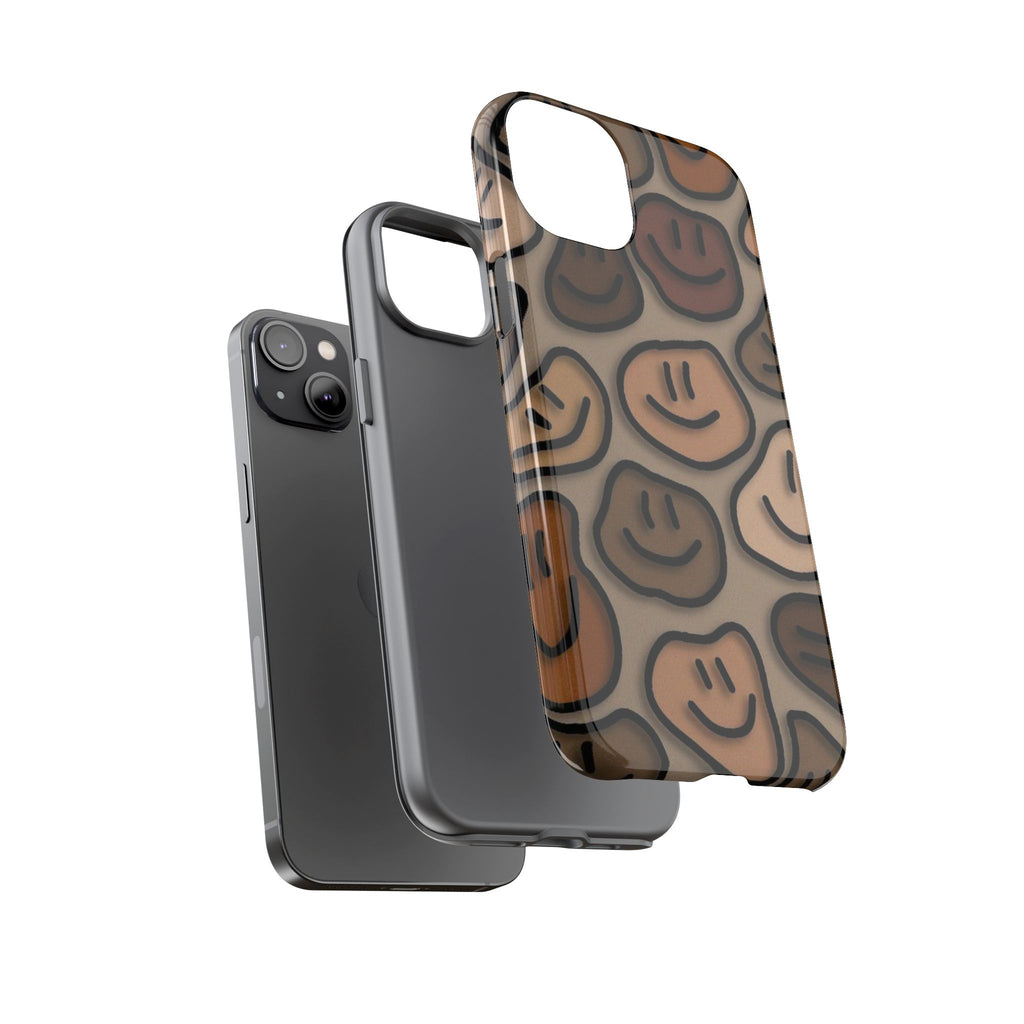 Smiley Faces iPhone Case — Neutral Brown Diverse Smiles Protective Cover