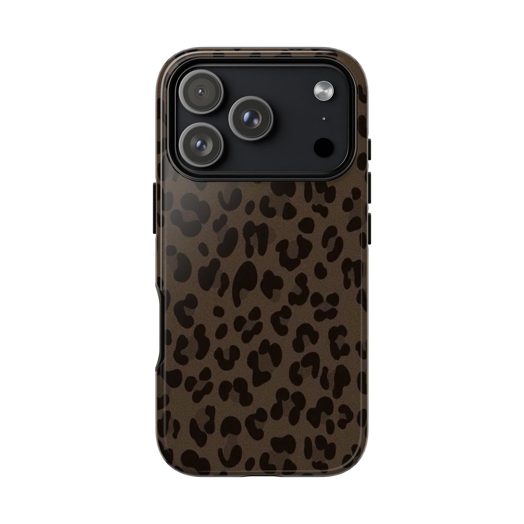 Leopard Print Tough iPhone Case — Durable Brown Animal Pattern Protective Cover