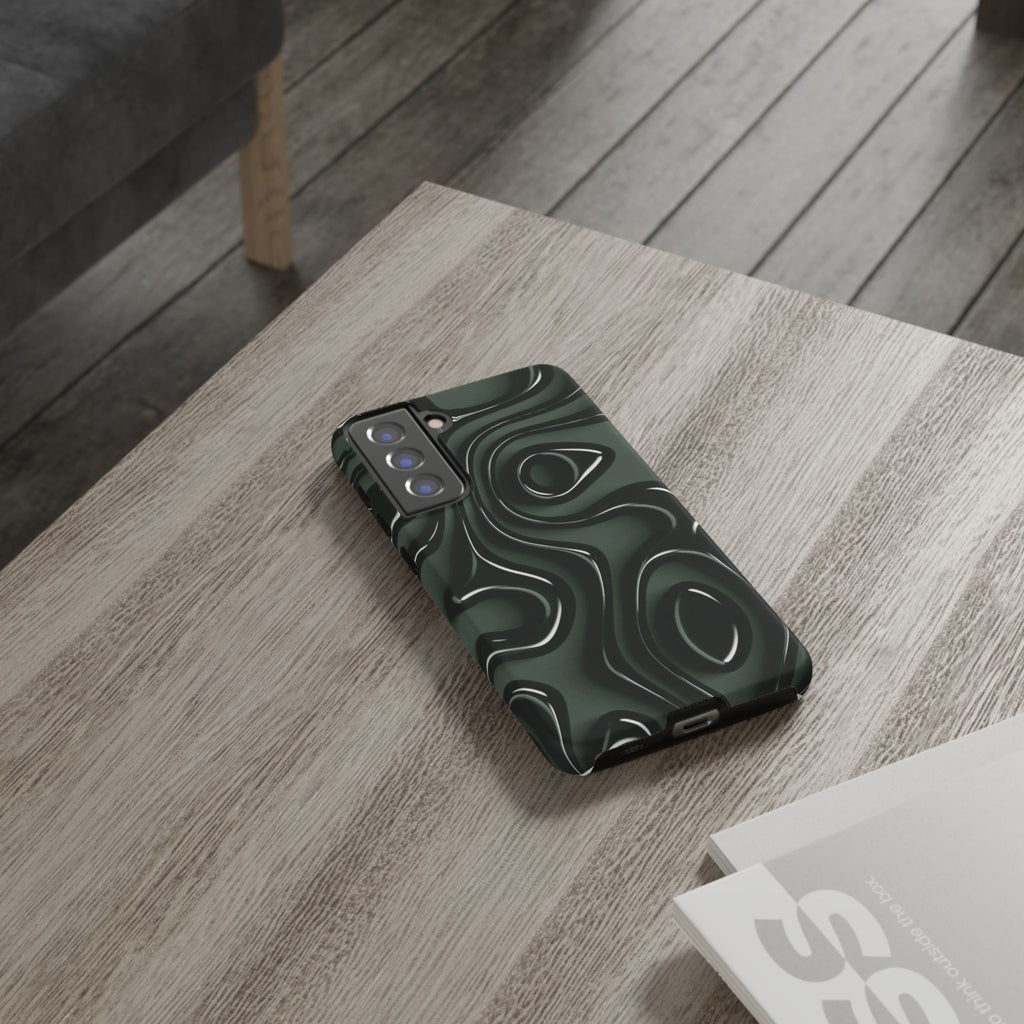 Dark Green Abstract Swirl Tough Phone Case