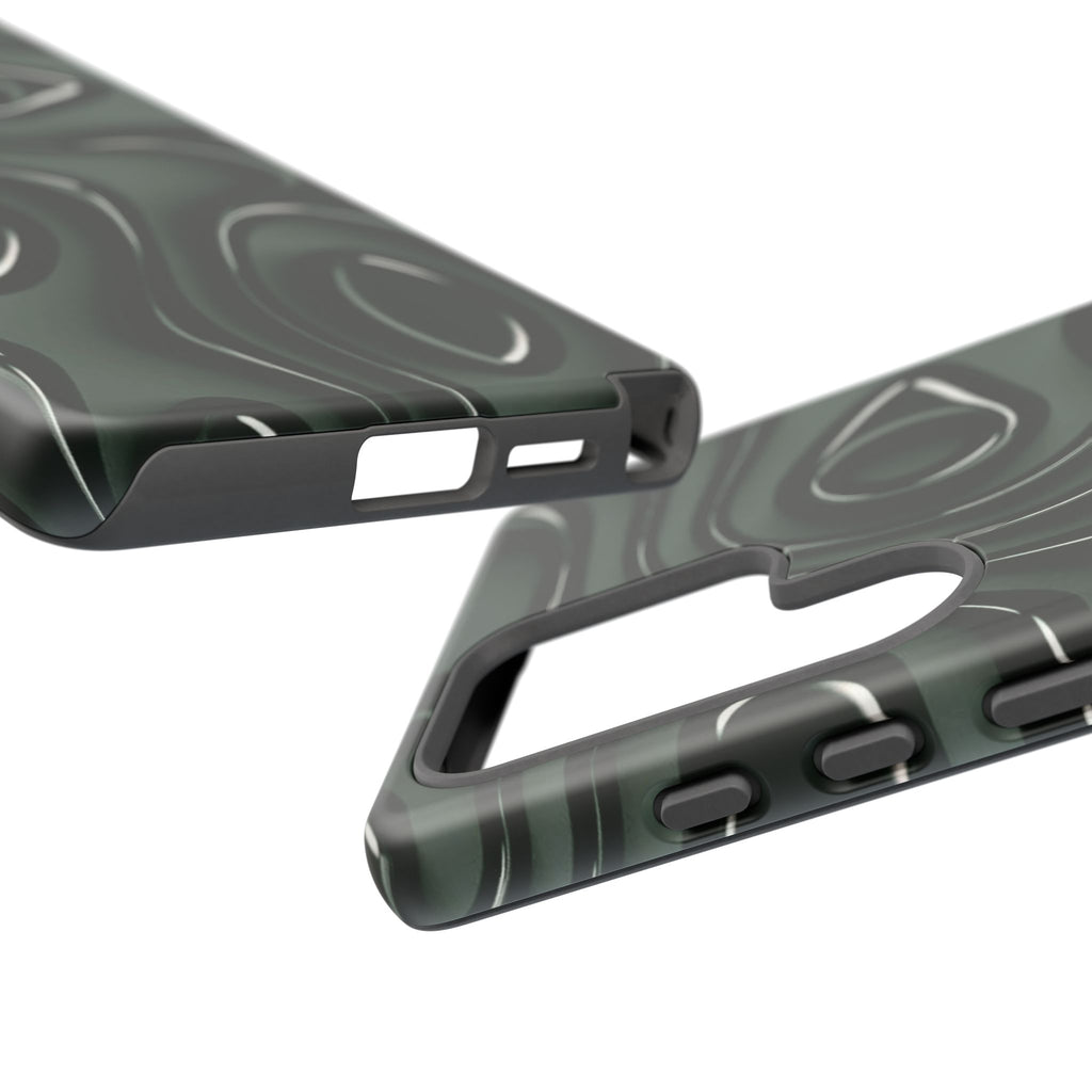 Dark Green Abstract Swirl Tough Phone Case