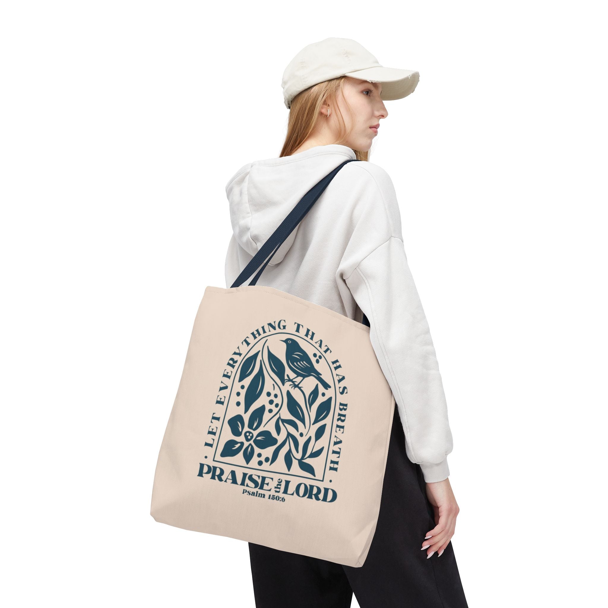 "Praise the Lord" Floral Psalm 150:6 Tote Bag