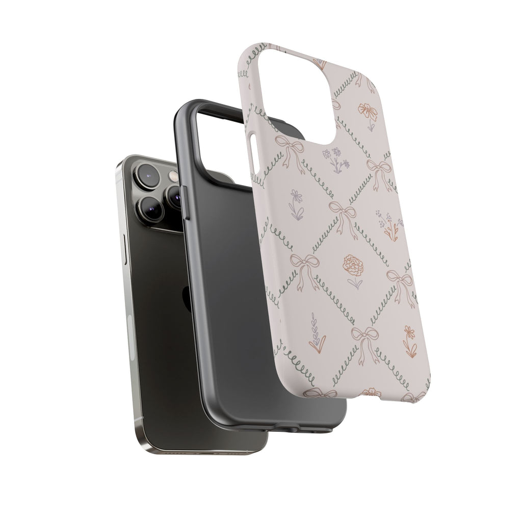 Floral Bow Pattern Tough iPhone Case
