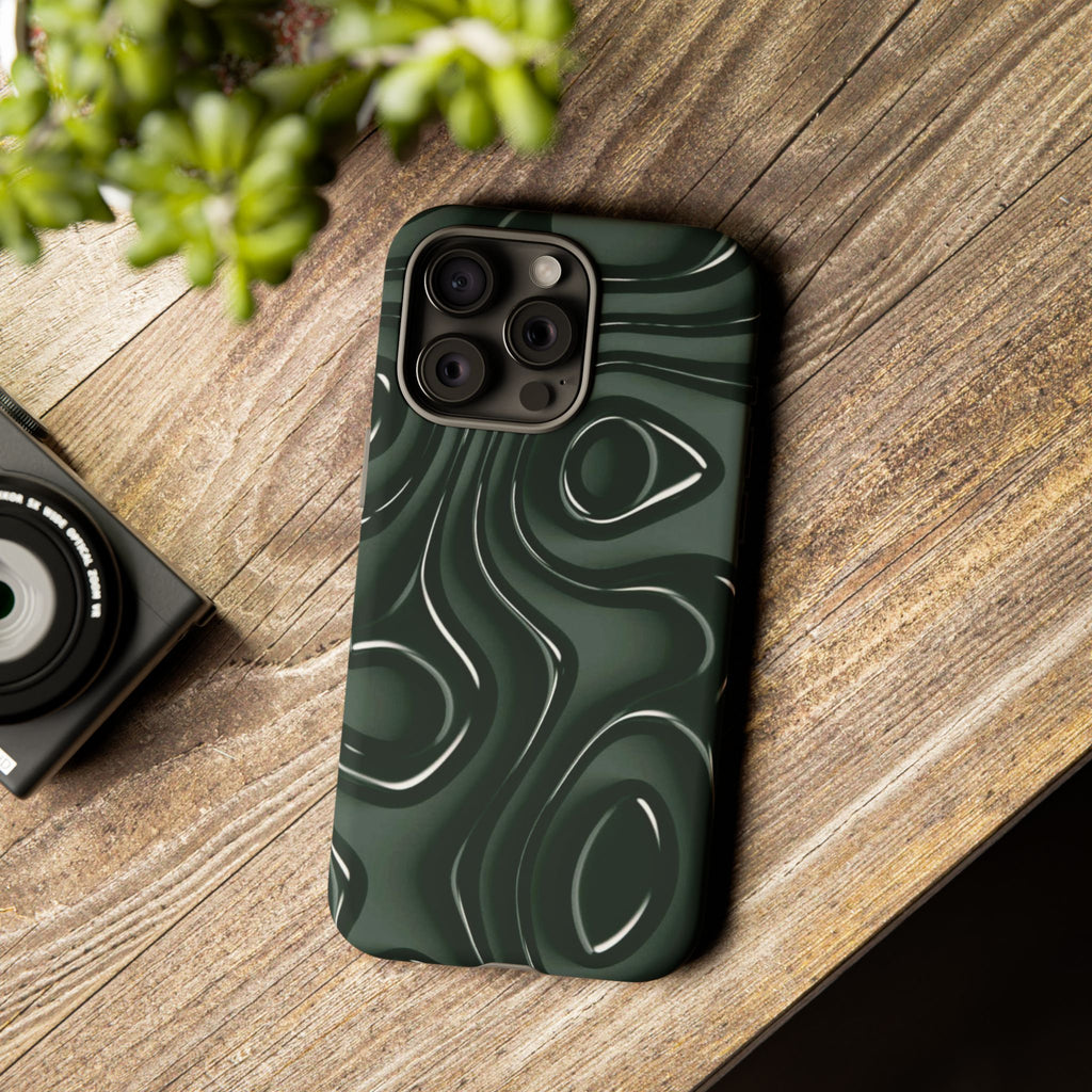 Dark Green Abstract Swirl Tough Phone Case