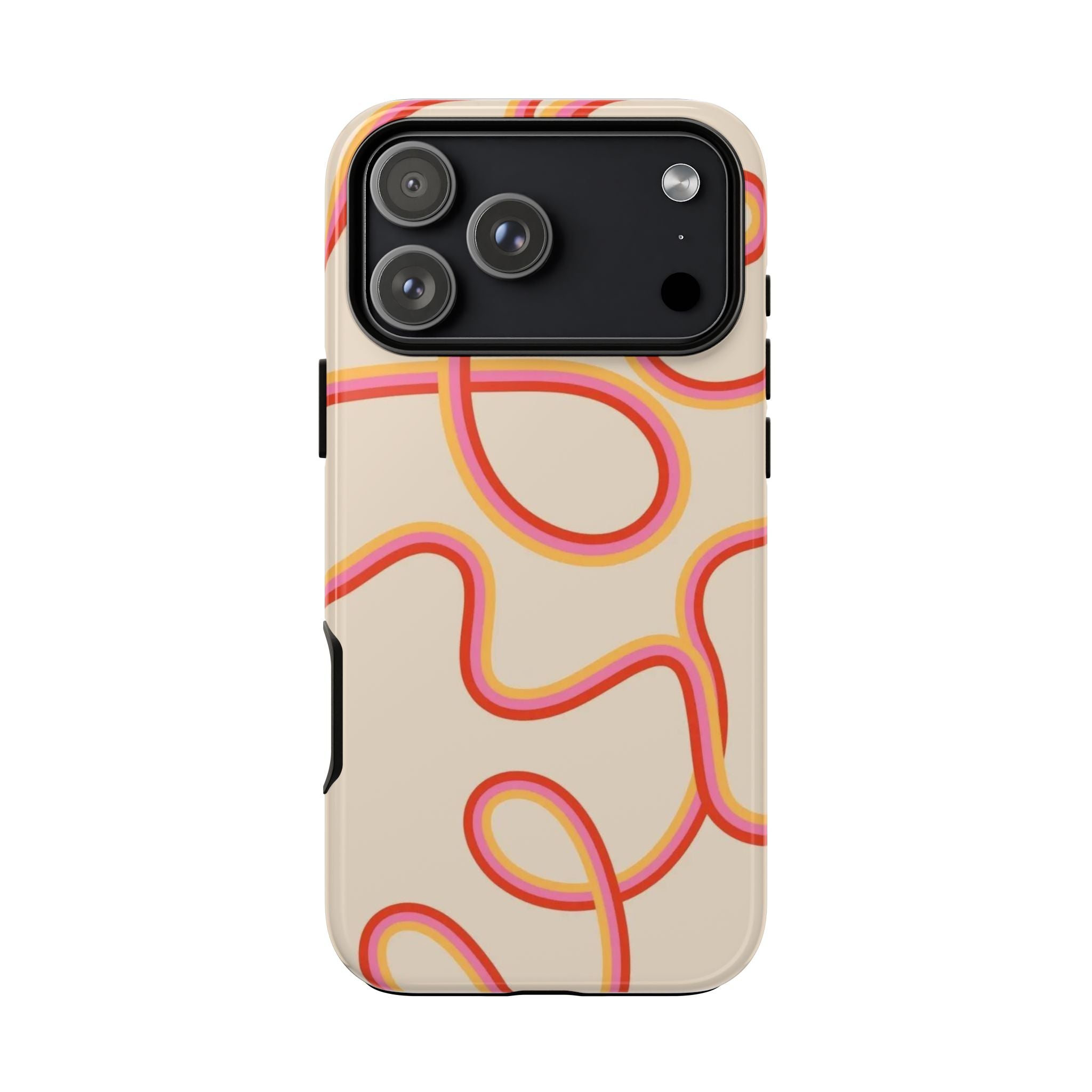Retro Loop Pattern iPhone Case – Peach & Sunset Abstract Tough Case