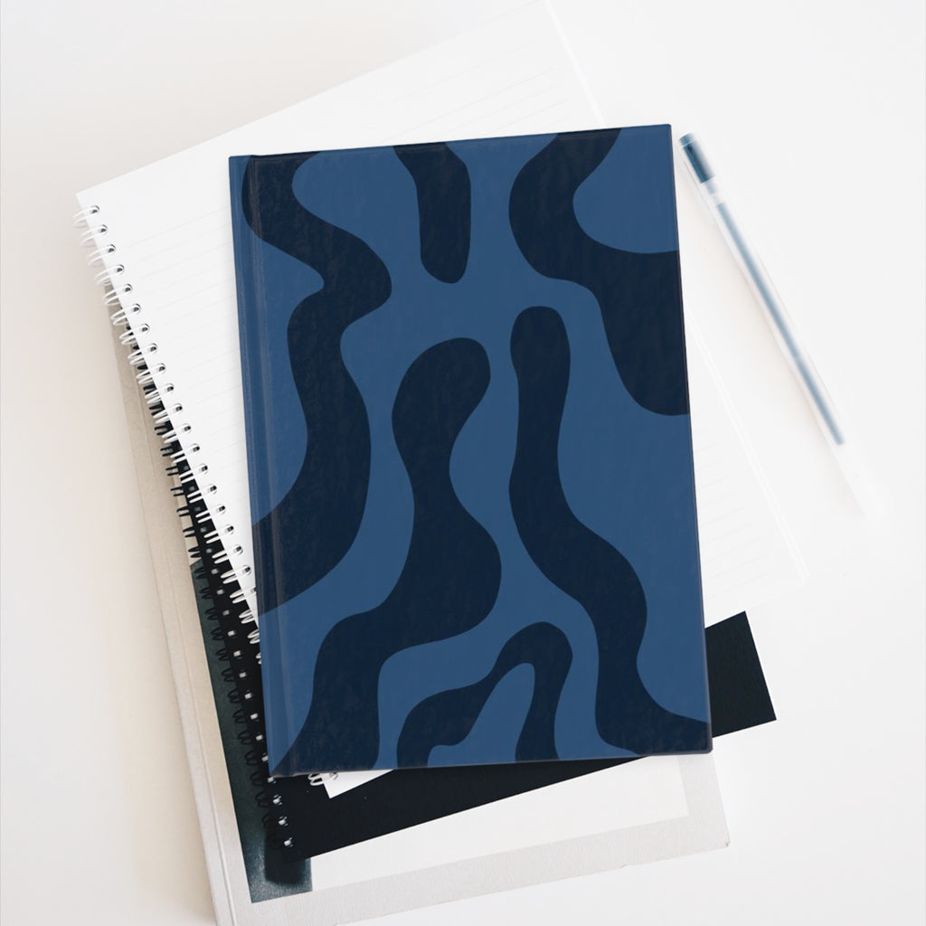 Blue Abstract Pattern Ruled Journal — Hardcover Navy Scribble Notebook for Notes & Planning