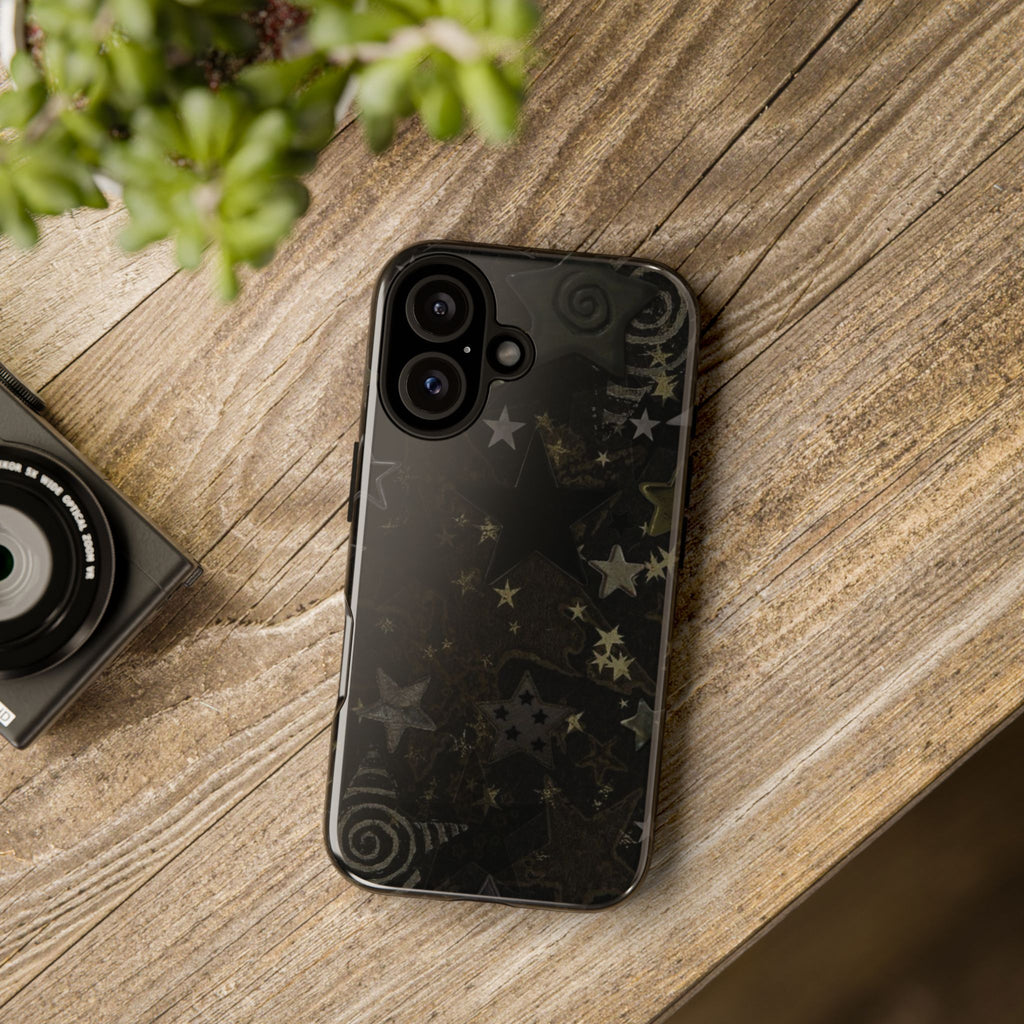 Black Starry iPhone Case – Protective Tough Case with Subtle Galaxy Pattern