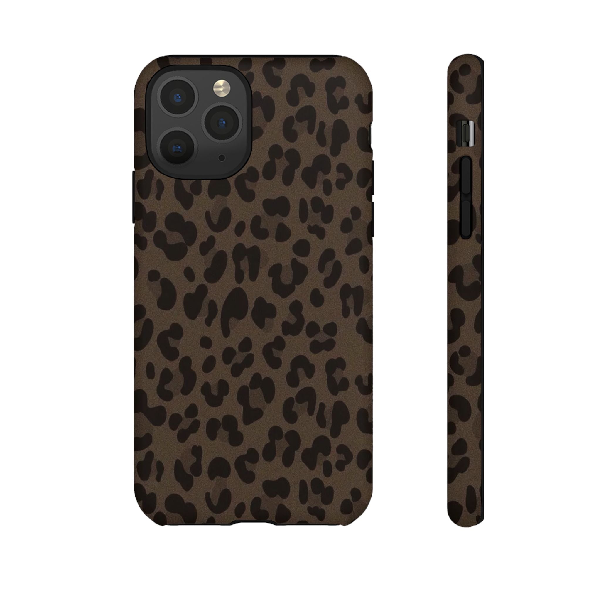 Leopard Print Tough iPhone Case — Durable Brown Animal Pattern Protective Cover