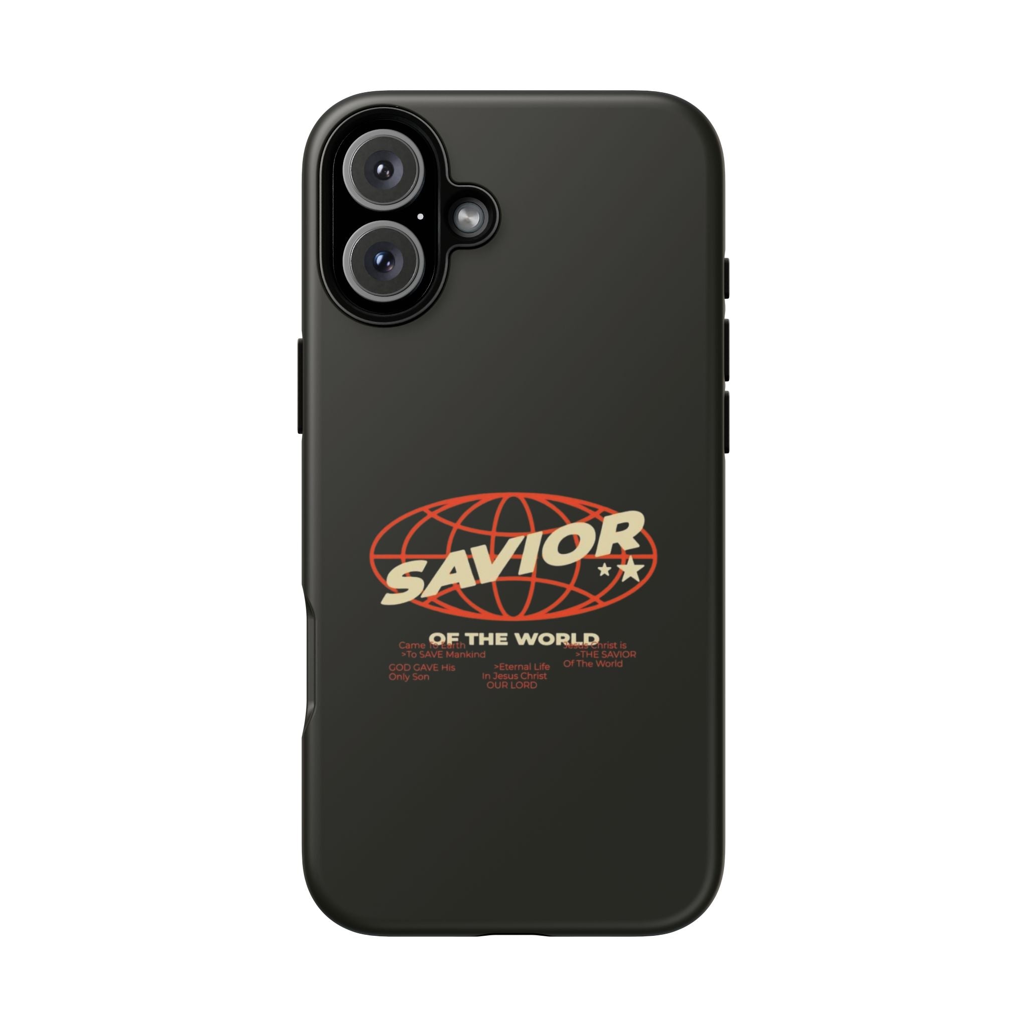 Savior of the World Black Protective Phone Case — Retro Globe Design