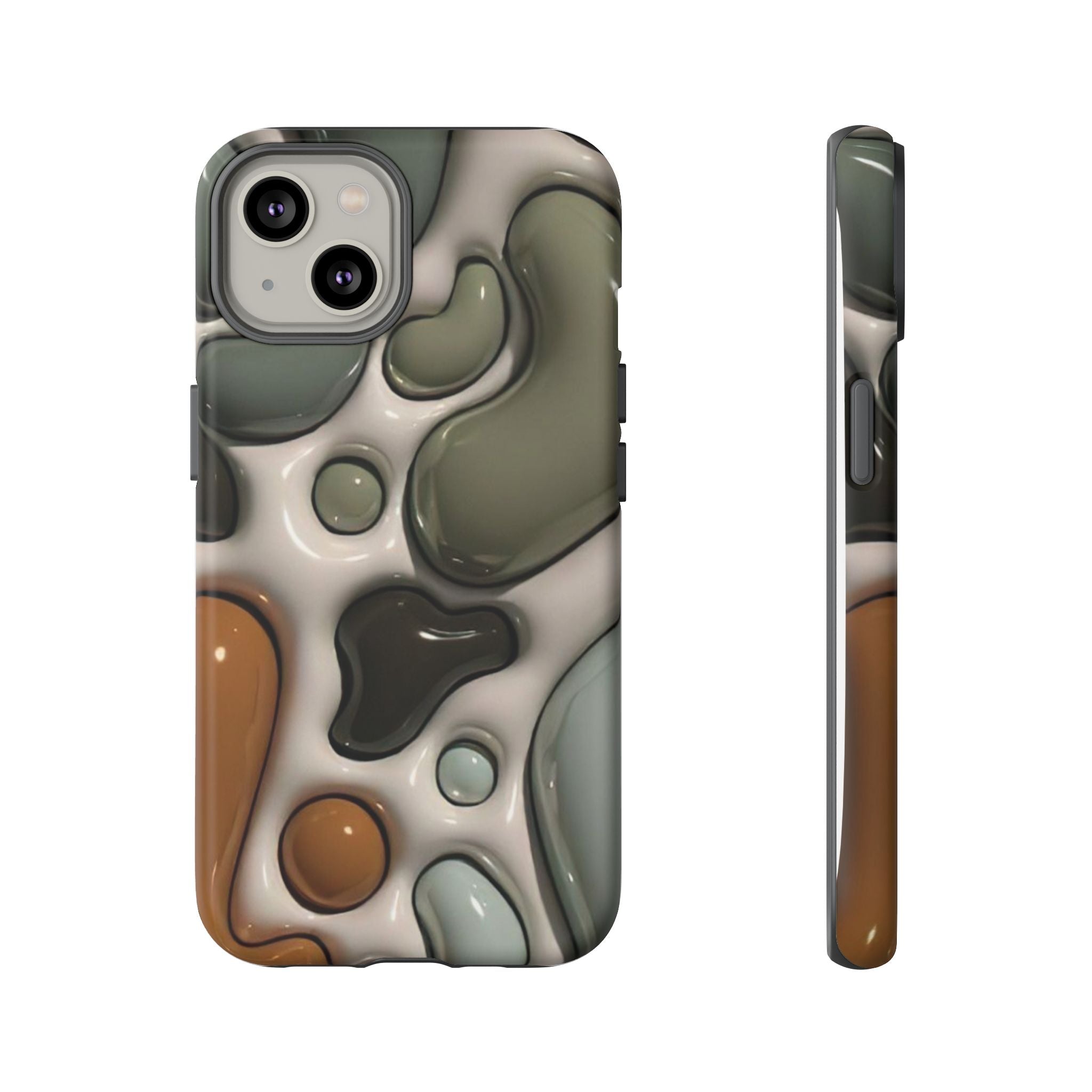 Abstract Pebble Pattern iPhone Case — Modern Organic Camouflage Tough Case