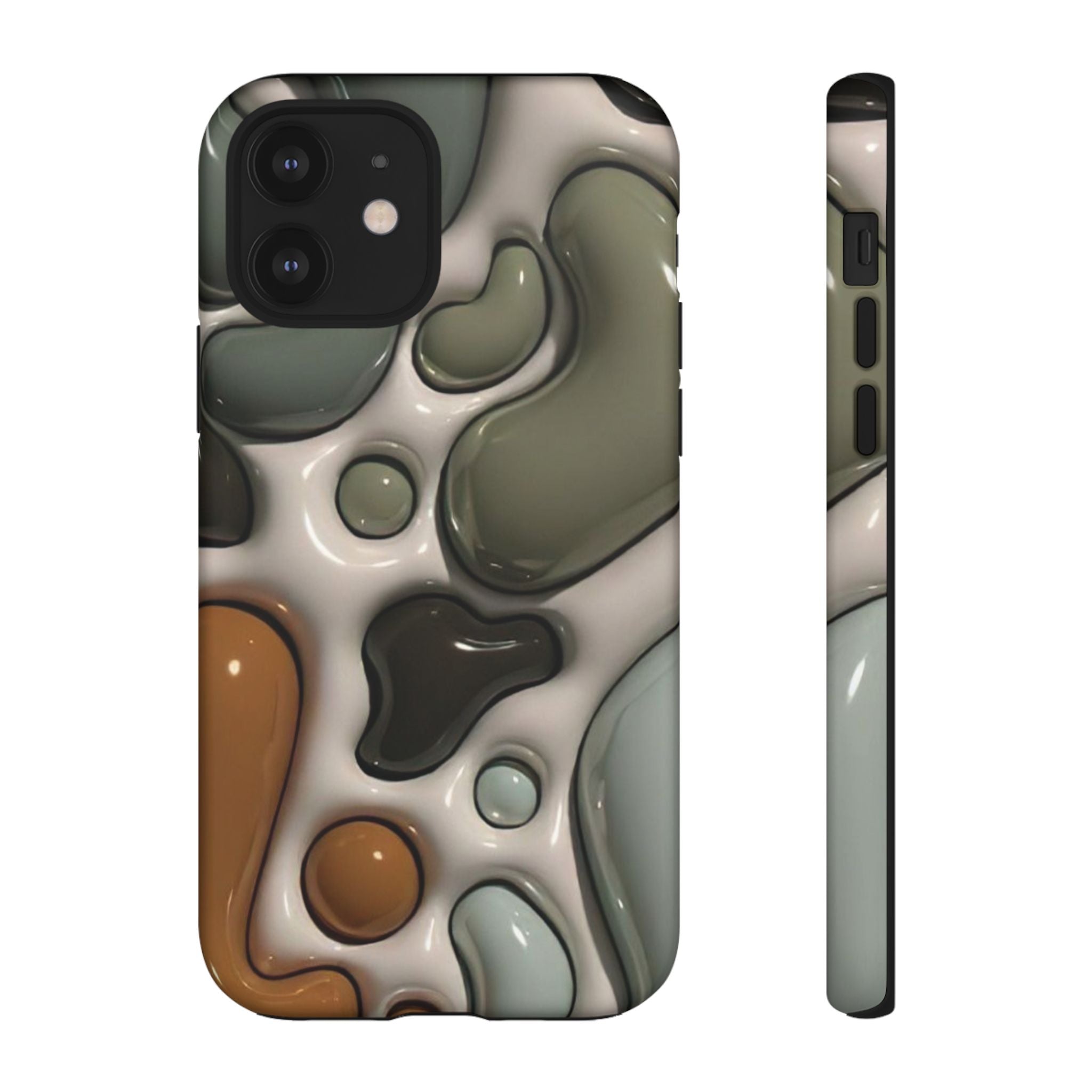 Abstract Pebble Pattern iPhone Case — Modern Organic Camouflage Tough Case