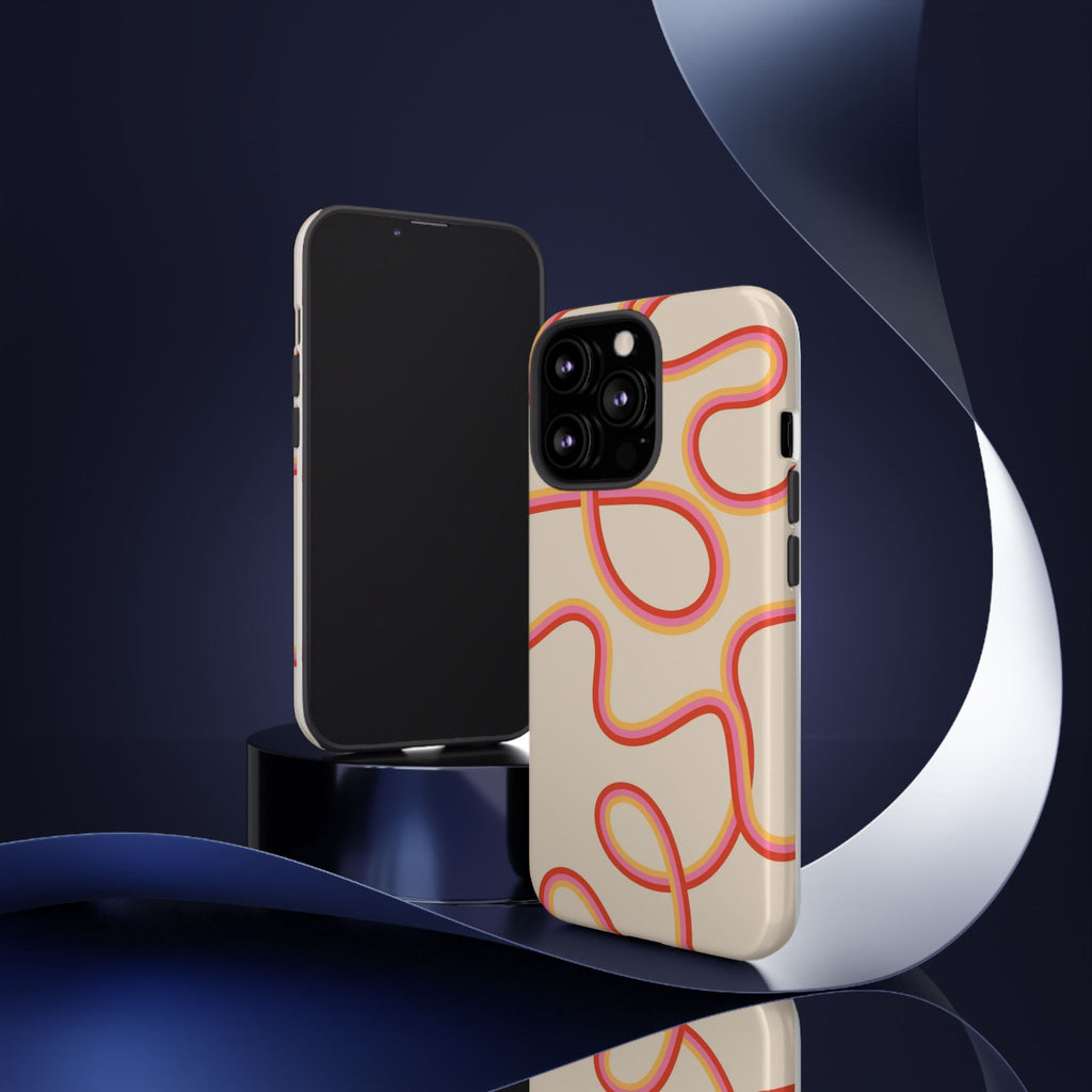 Retro Loop Pattern iPhone Case – Peach & Sunset Abstract Tough Case