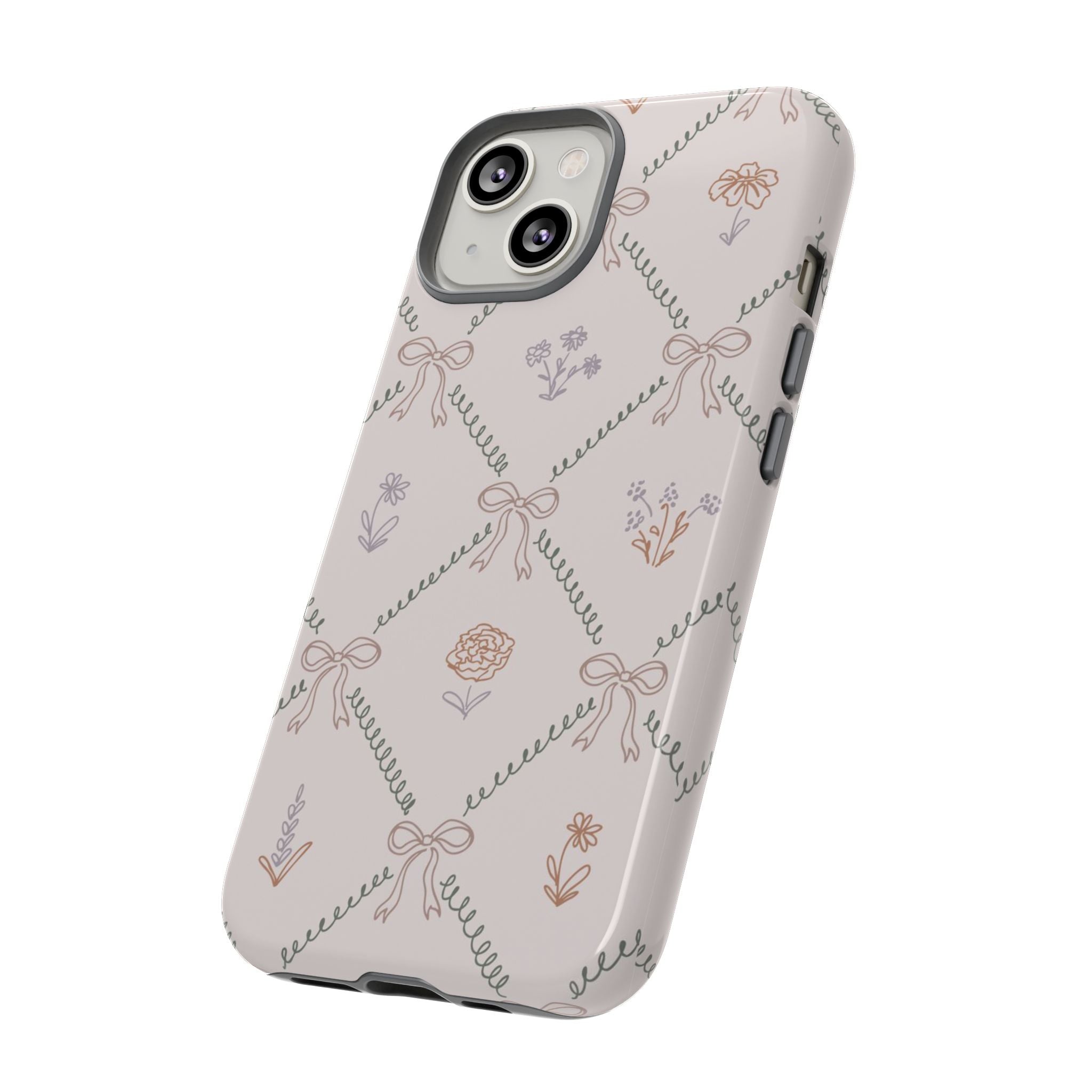 Floral Bow Pattern Tough iPhone Case