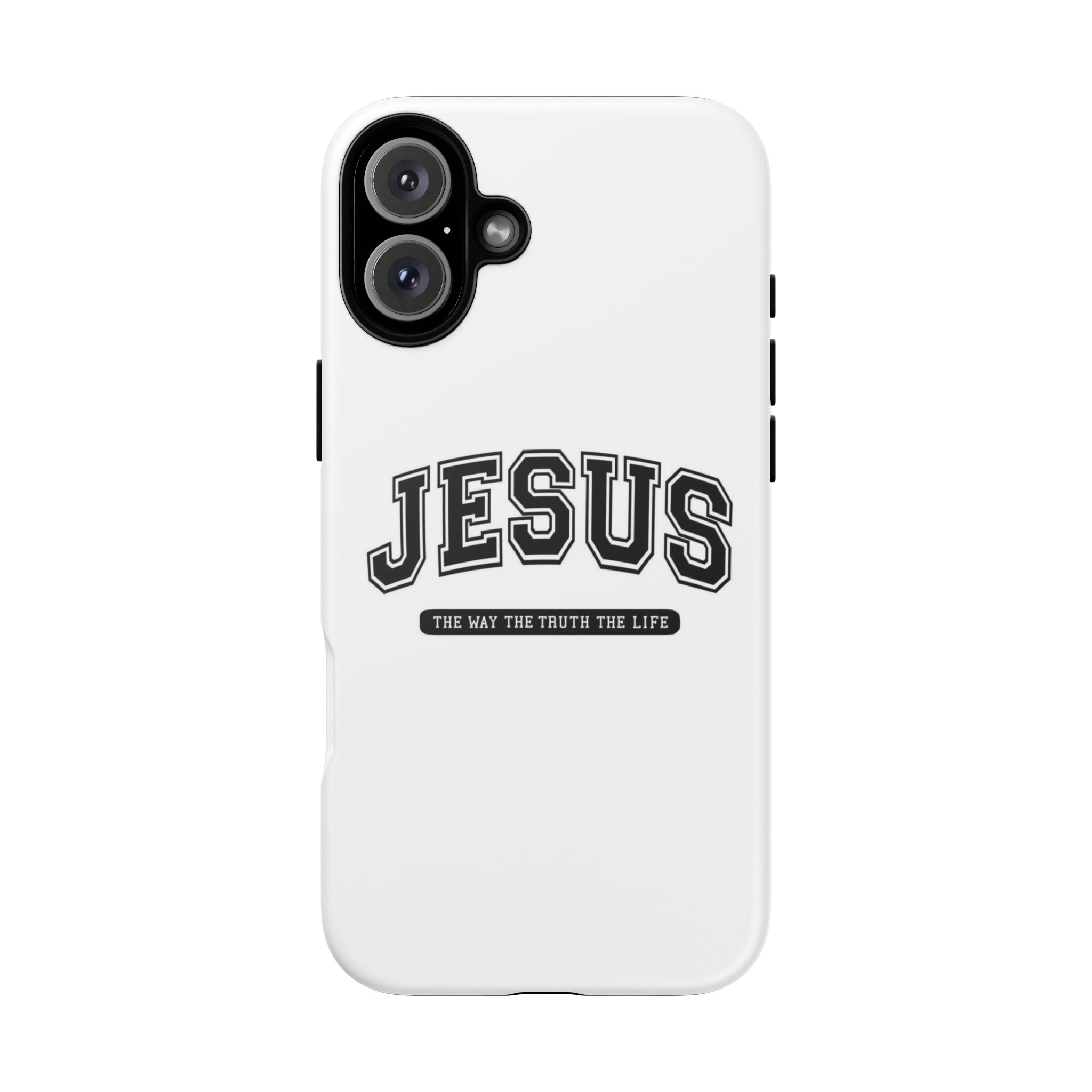 Jesus varsity phone case — 'Jesus: The Way The Truth The Life' tough protective cover