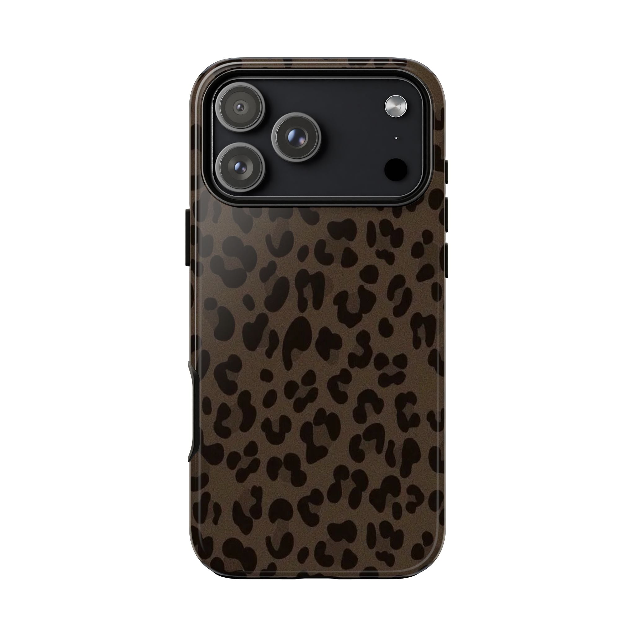 Leopard Print Tough iPhone Case — Durable Brown Animal Pattern Protective Cover