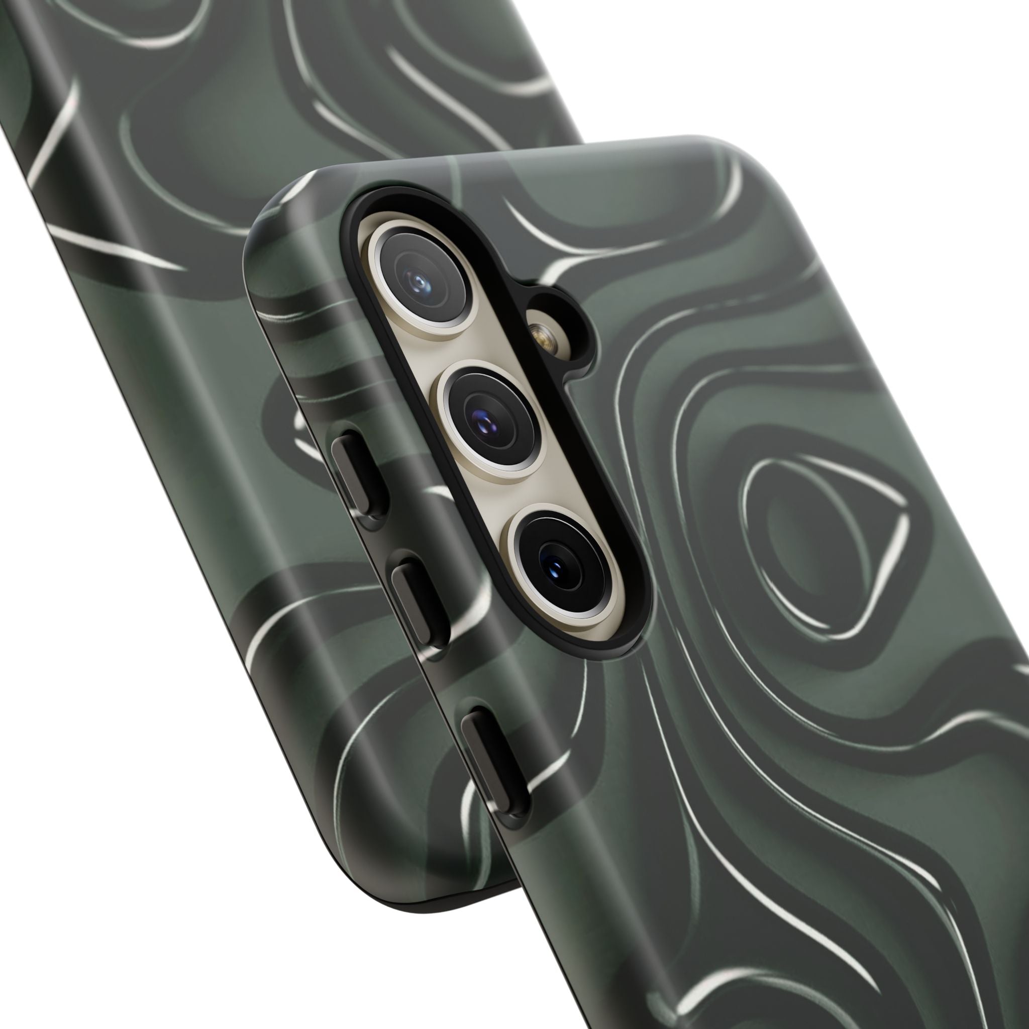 Dark Green Abstract Swirl Tough Phone Case