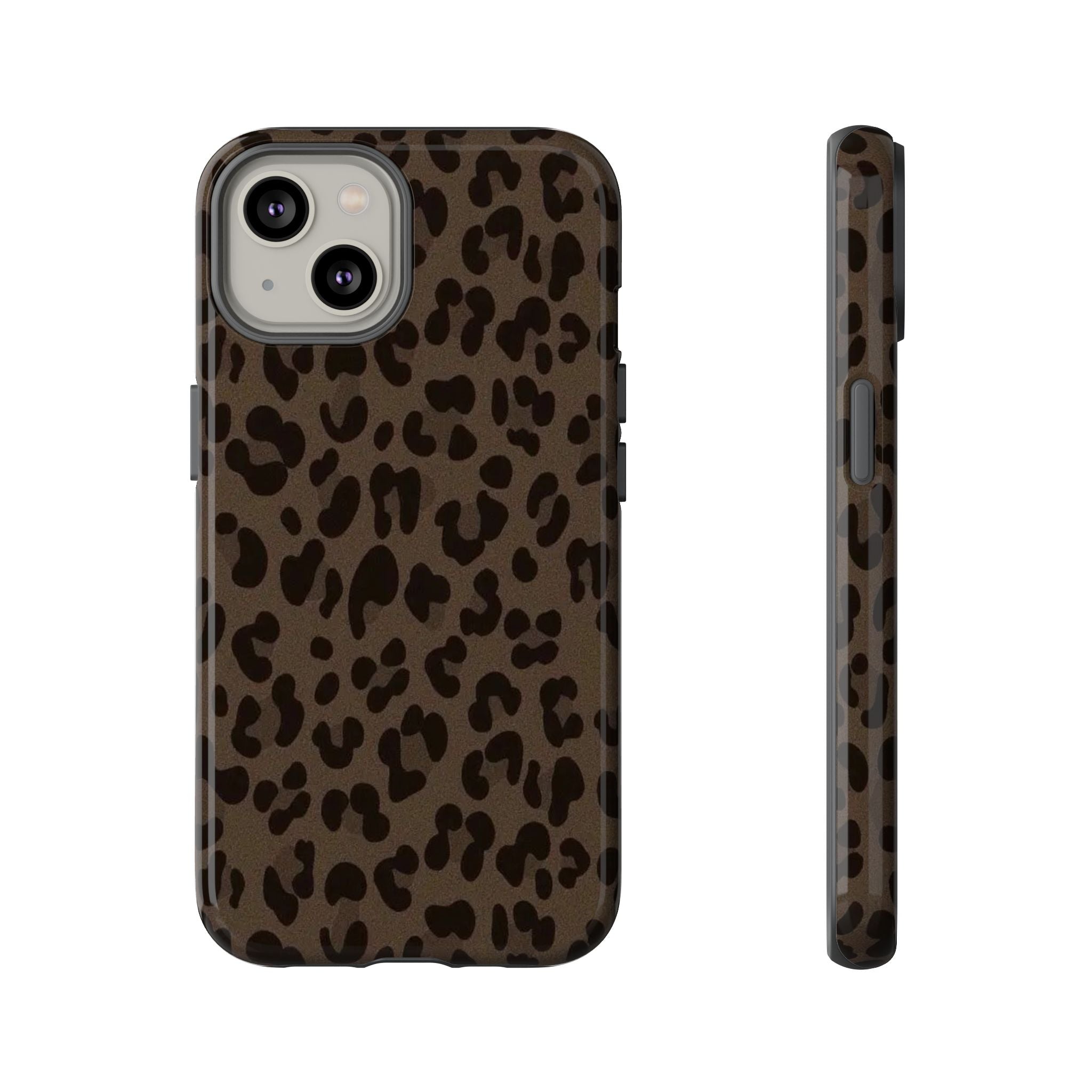 Leopard Print Tough iPhone Case — Durable Brown Animal Pattern Protective Cover