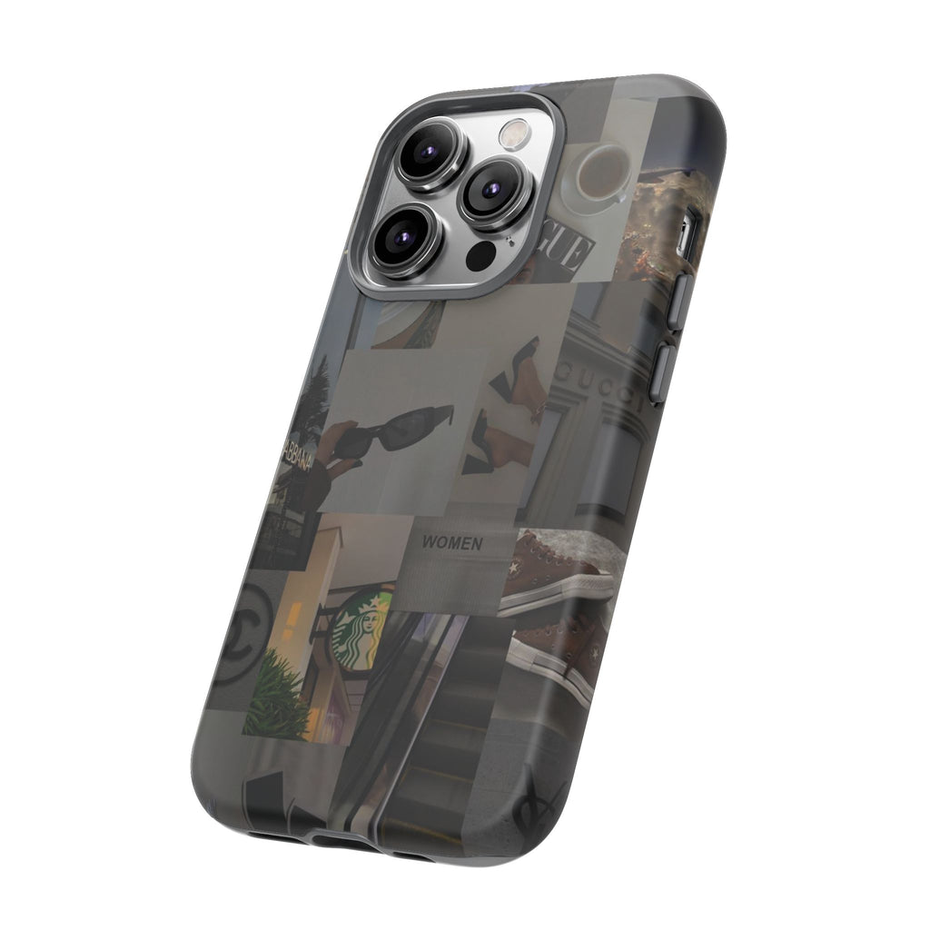 Collage Aesthetic Tough iPhone Case — Chic Cafe & Fashion Mood Board
