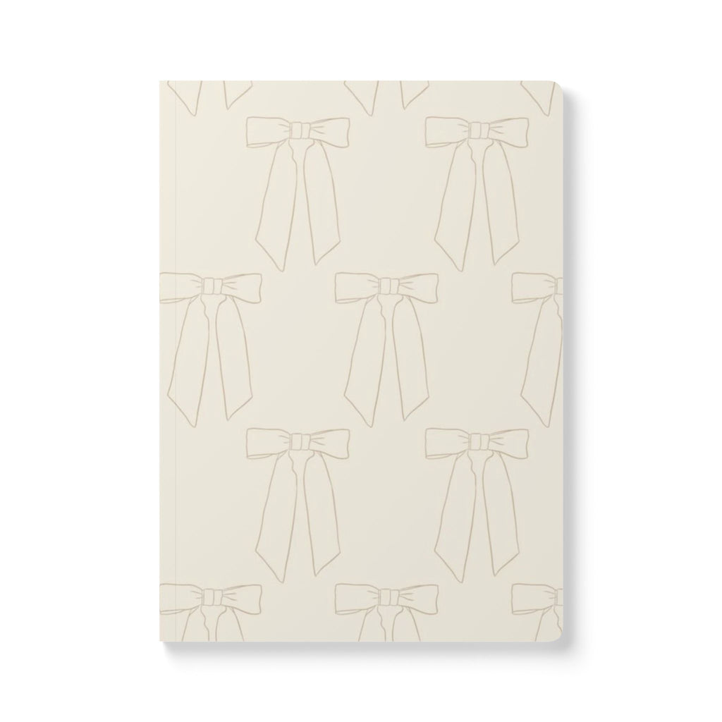 Bow Pattern Softcover Journal – Cream Bow Journal with Lined Inside Pages