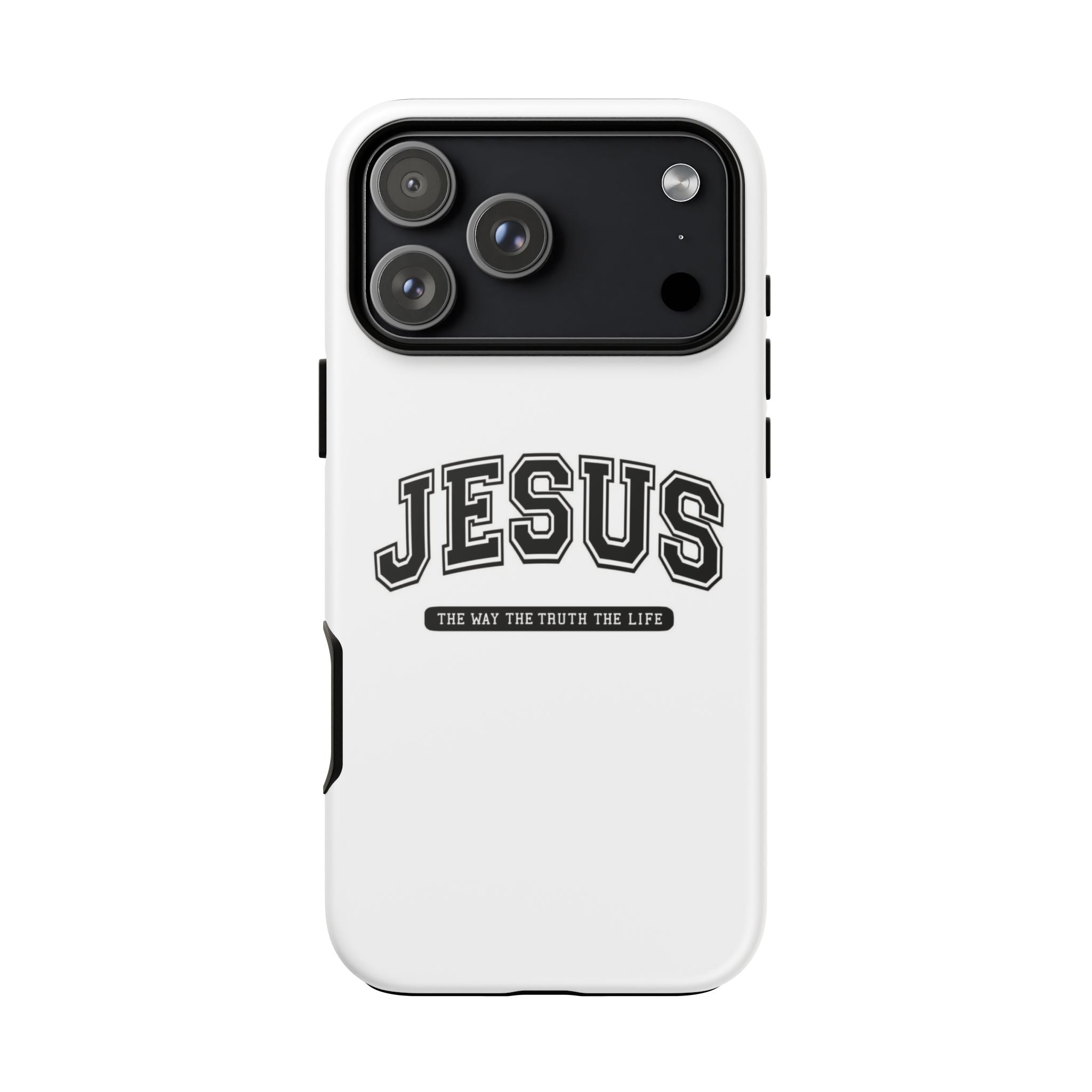 Jesus varsity phone case — 'Jesus: The Way The Truth The Life' tough protective cover