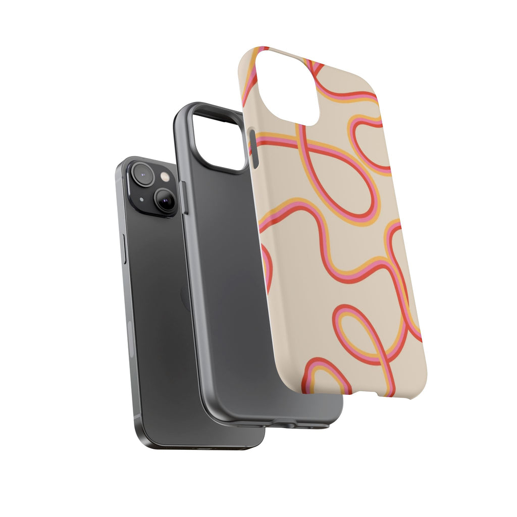 Retro Loop Pattern iPhone Case – Peach & Sunset Abstract Tough Case