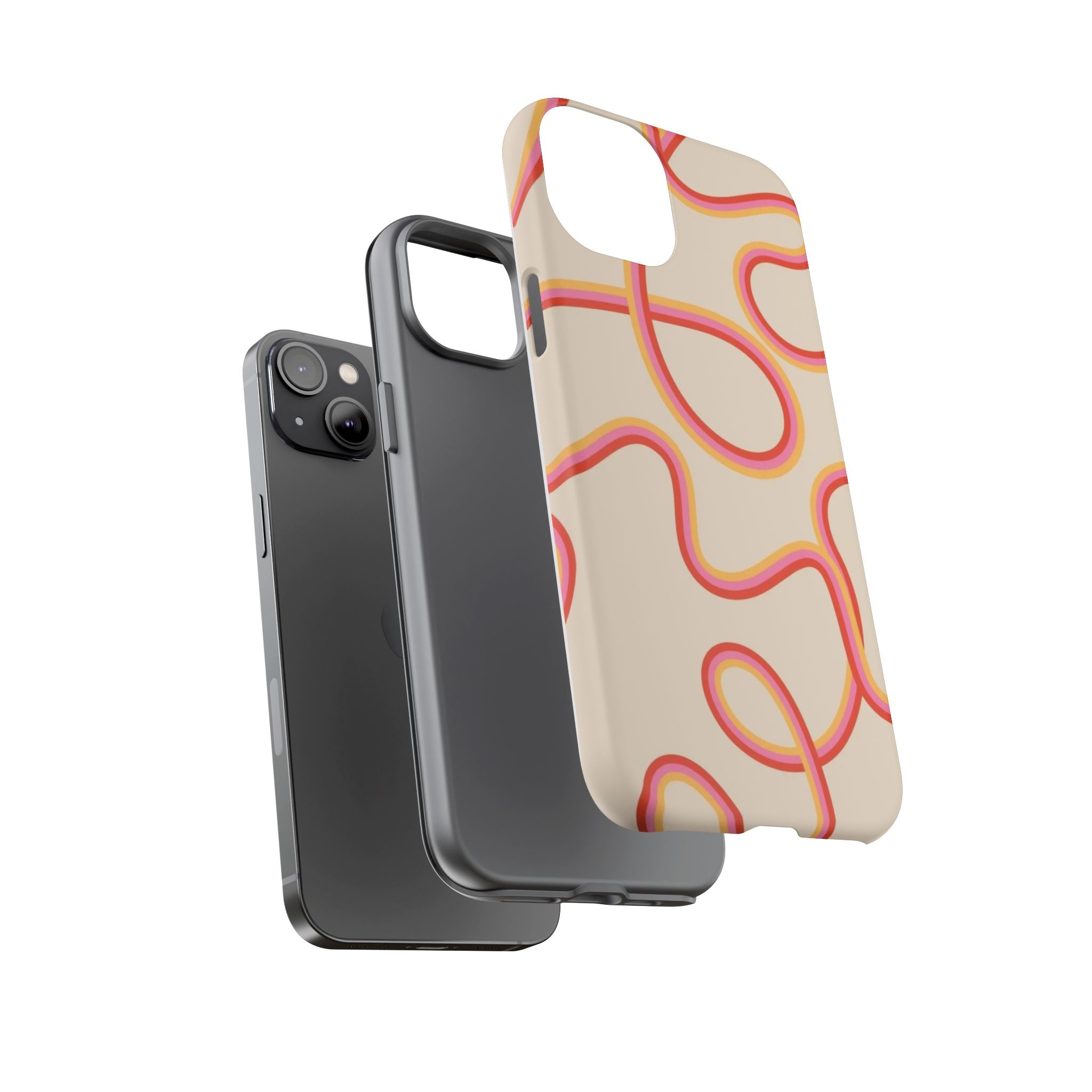 Retro Loop Pattern iPhone Case – Peach & Sunset Abstract Tough Case