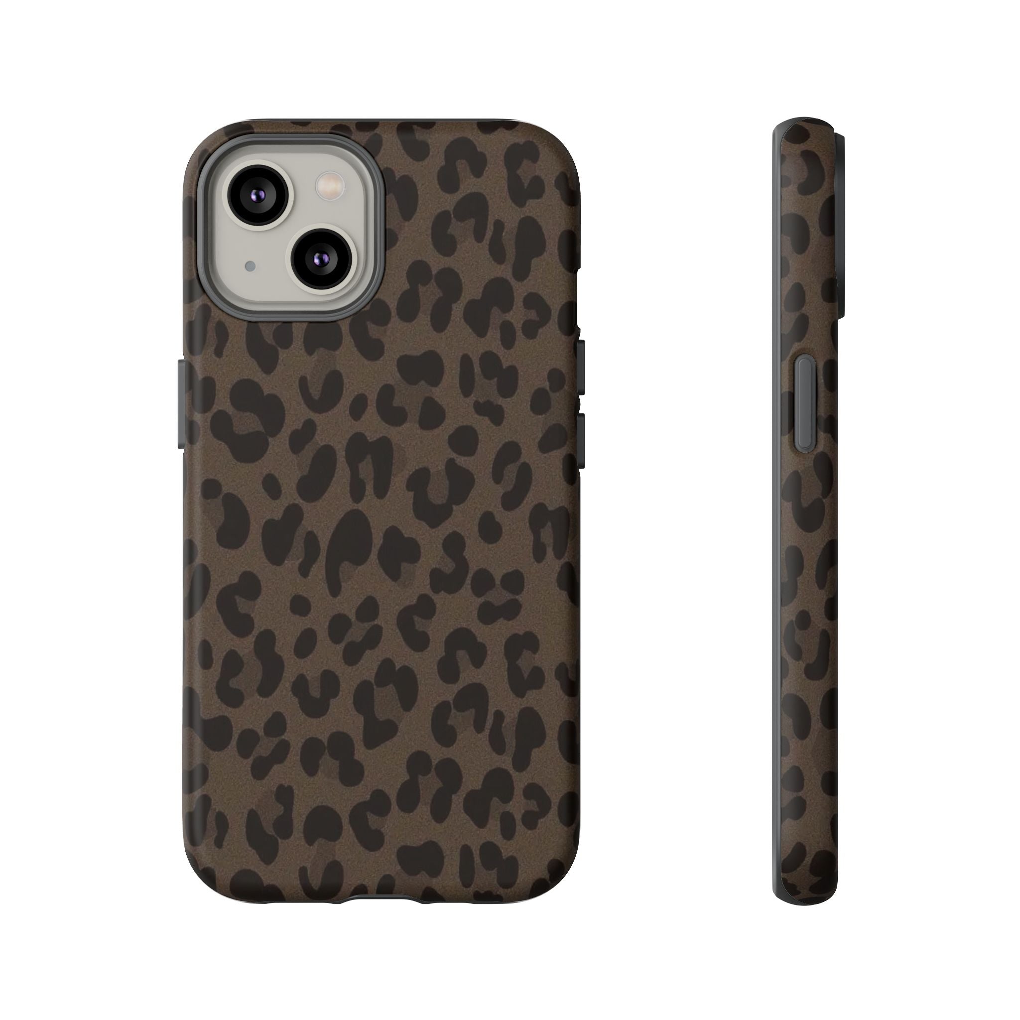 Leopard Print Tough iPhone Case — Durable Brown Animal Pattern Protective Cover