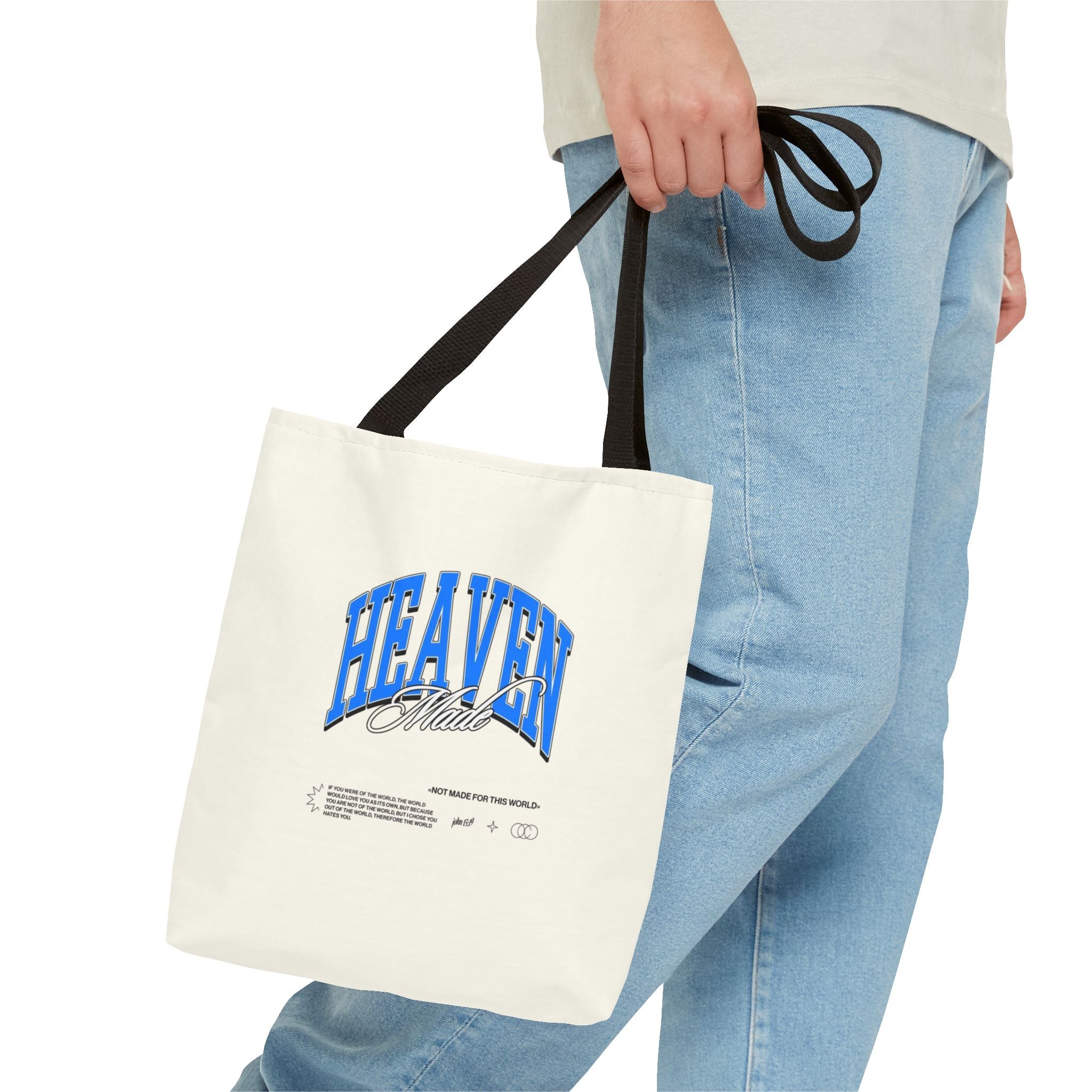 Heaven Music Tote Bag - Retro Blue Graphic All-Over Print