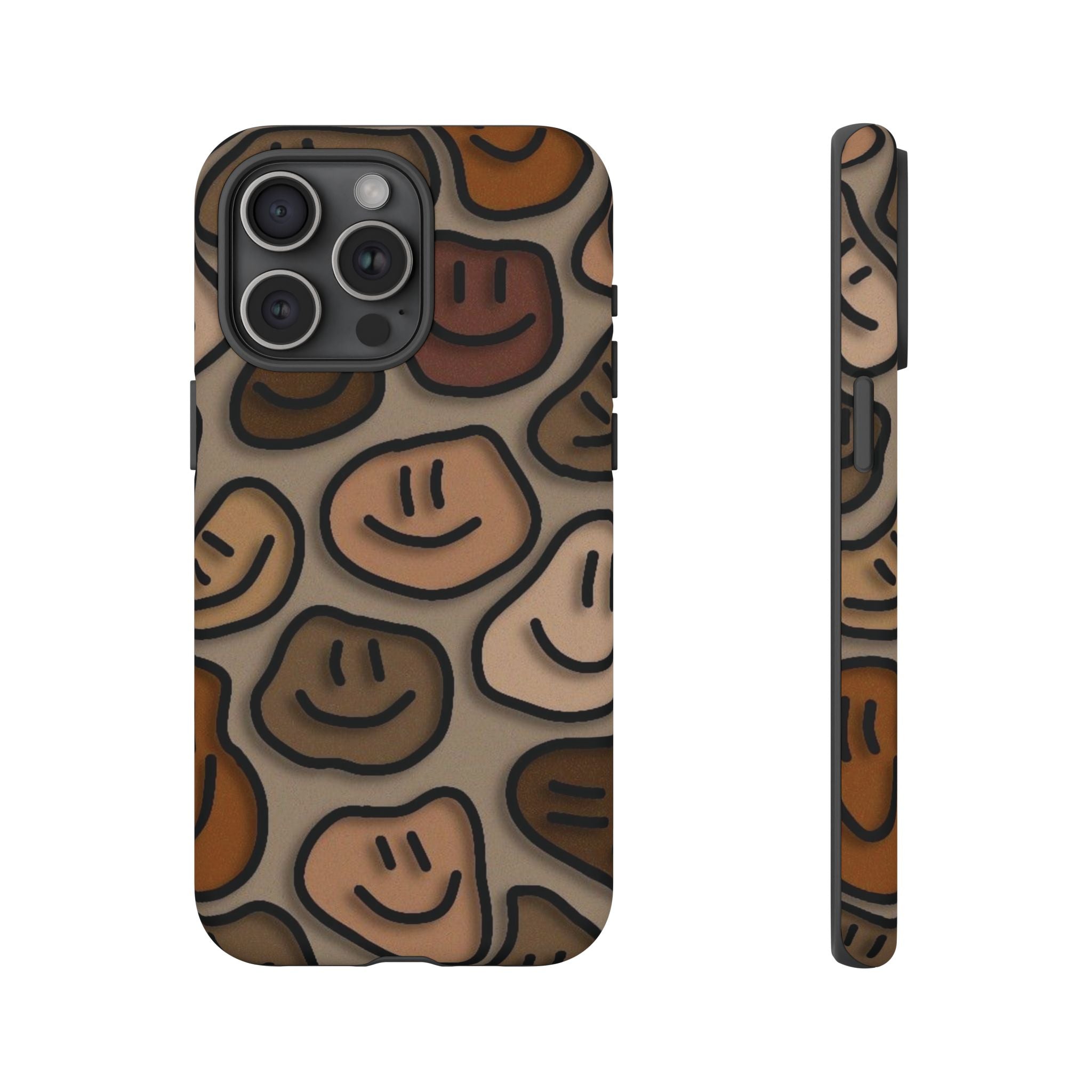 Smiley Faces iPhone Case — Neutral Brown Diverse Smiles Protective Cover