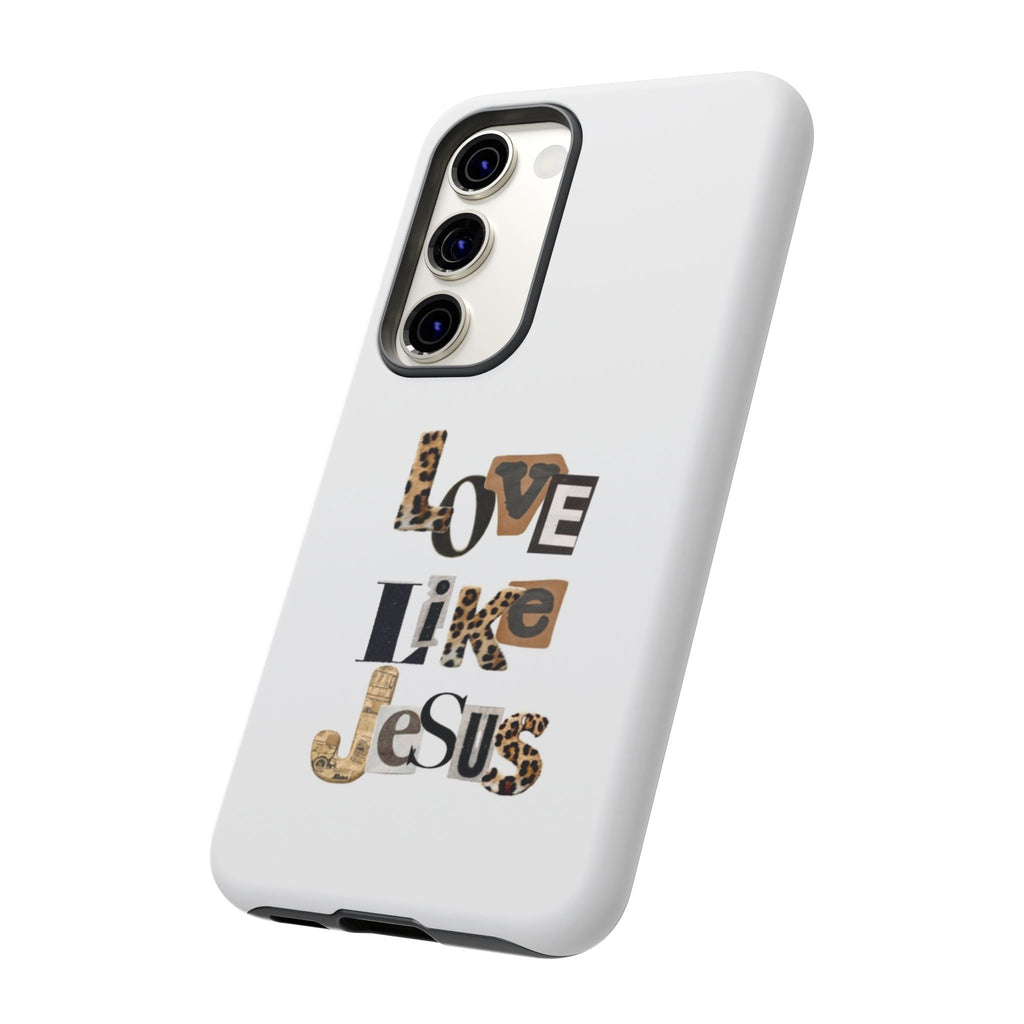 "Love Like Jesus" Leopard Print Christian Tough Phone Case