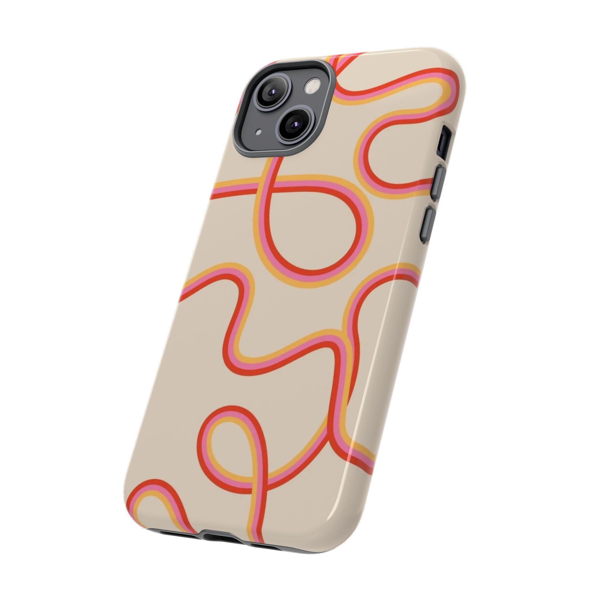 Retro Loop Pattern iPhone Case – Peach & Sunset Abstract Tough Case