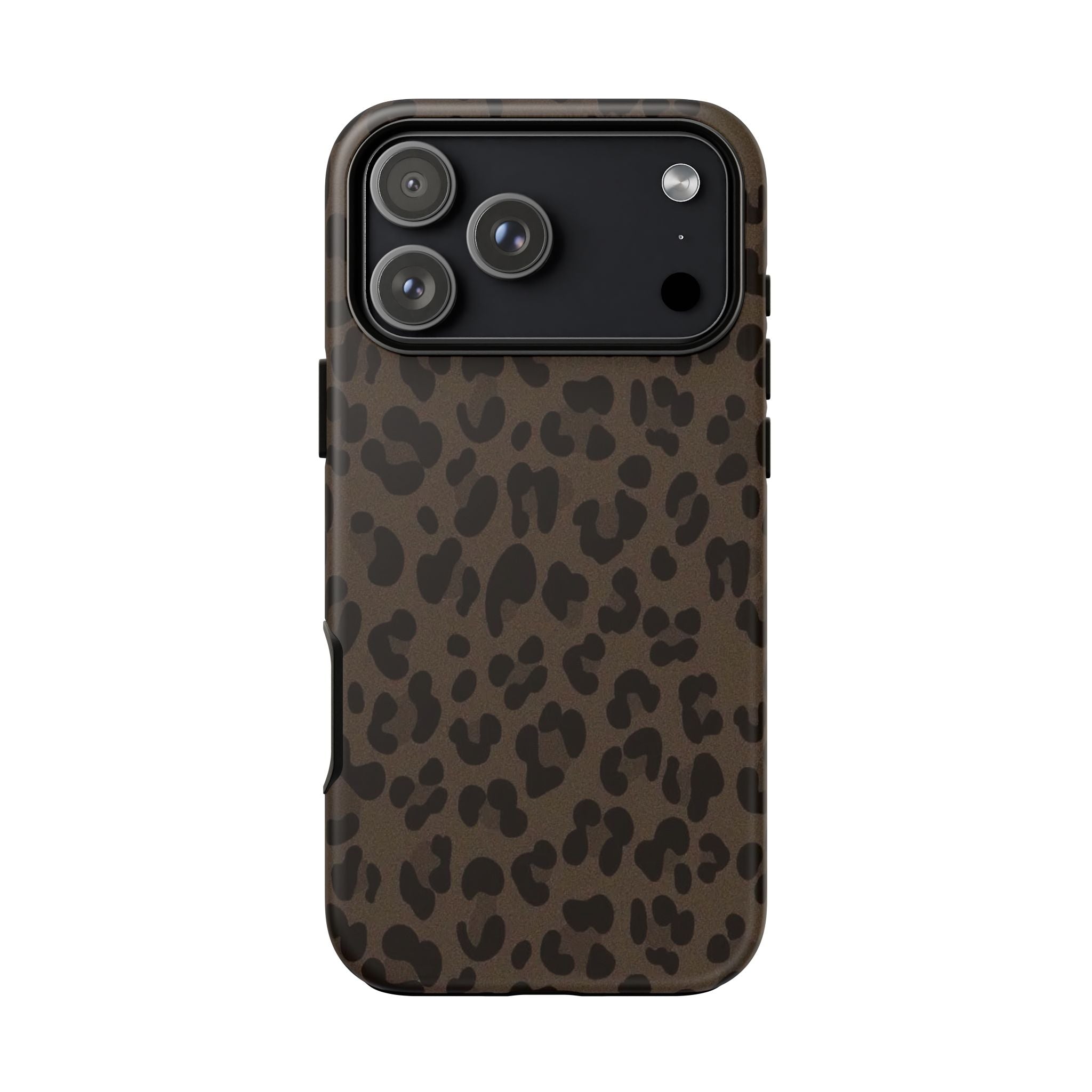 Leopard Print Tough iPhone Case — Durable Brown Animal Pattern Protective Cover