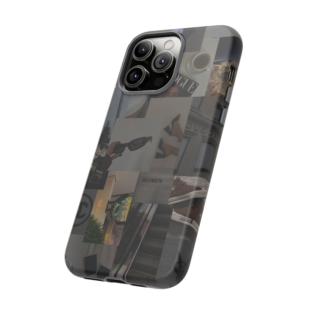 Collage Aesthetic Tough iPhone Case — Chic Cafe & Fashion Mood Board