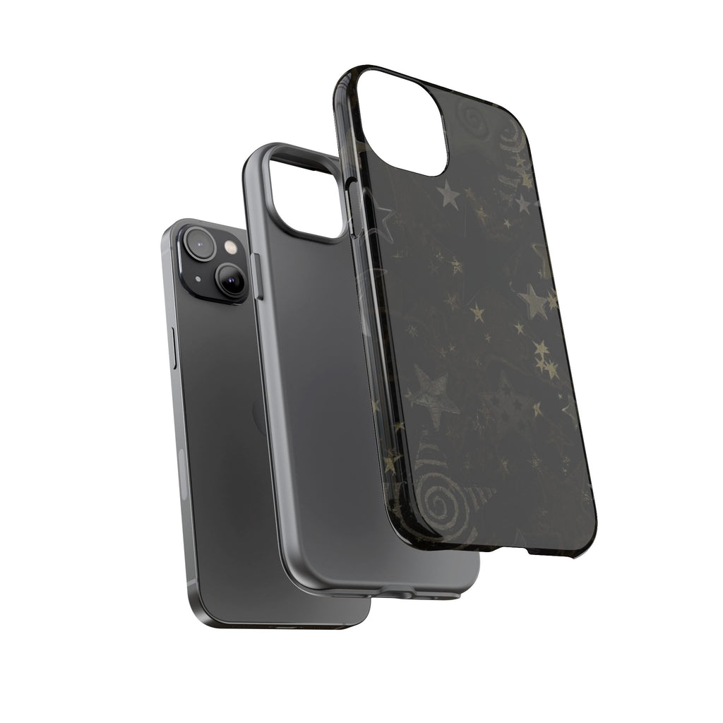 Black Starry iPhone Case – Protective Tough Case with Subtle Galaxy Pattern