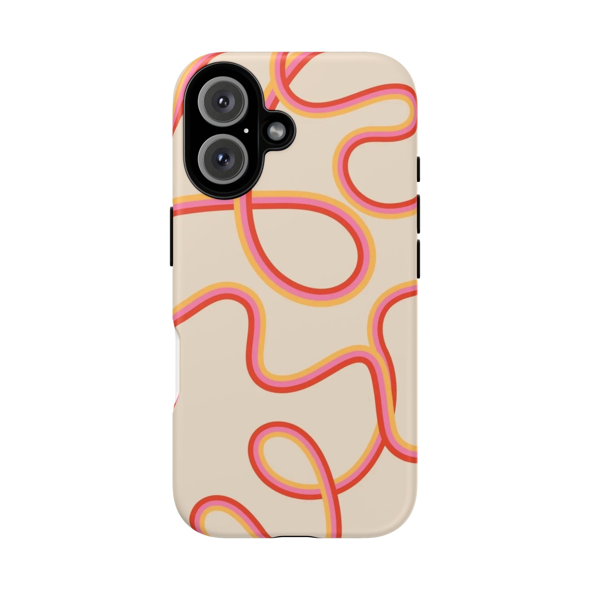 Retro Loop Pattern iPhone Case – Peach & Sunset Abstract Tough Case