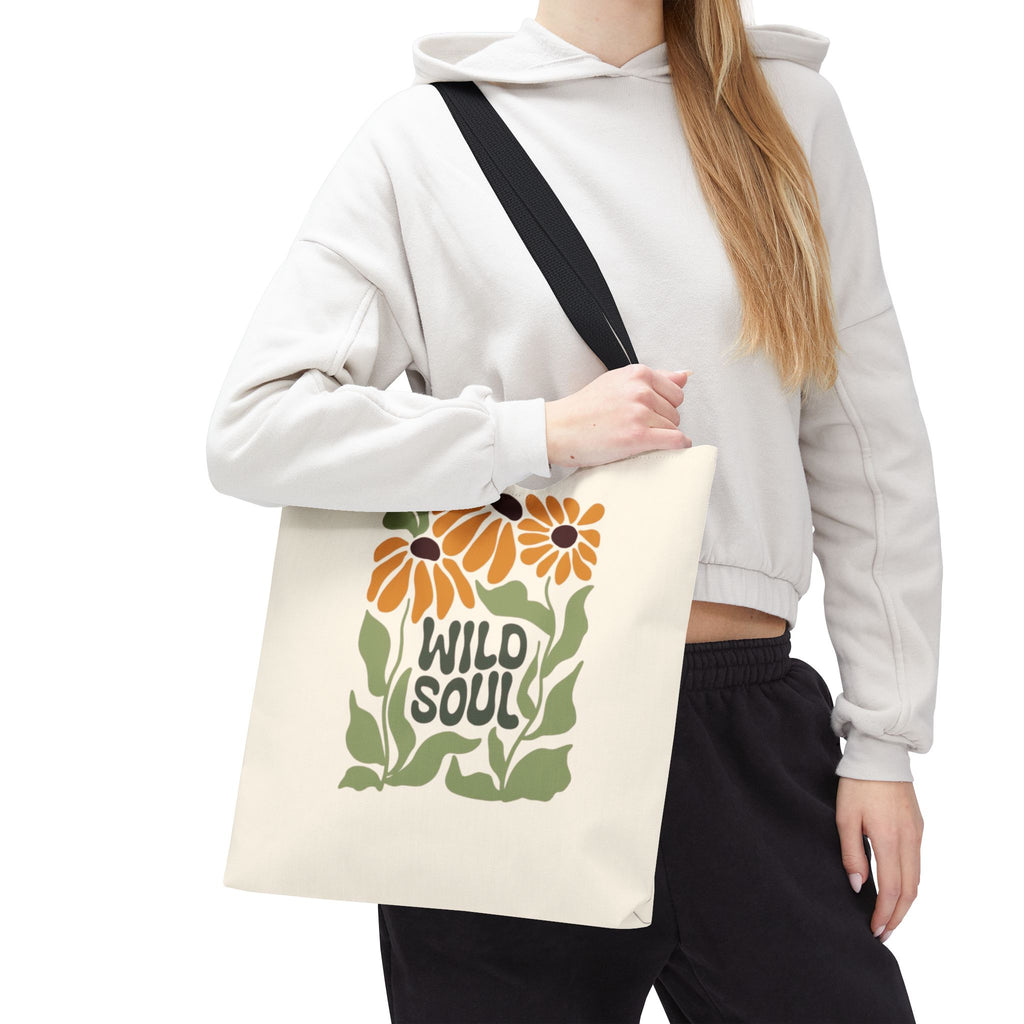 Wild Soul Floral Tote Bag — Boho Sunflower Canvas Carryall