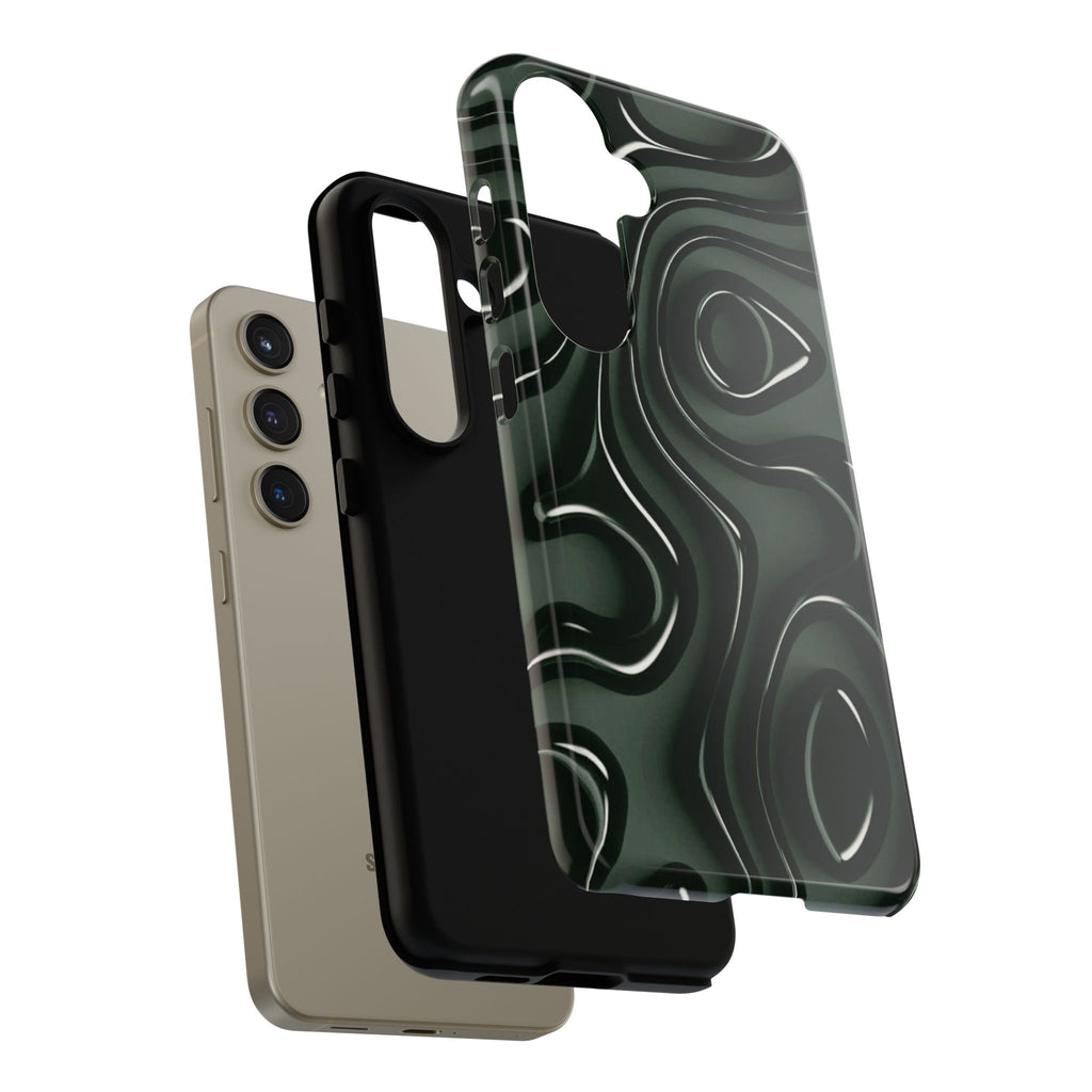 Dark Green Abstract Swirl Tough Phone Case