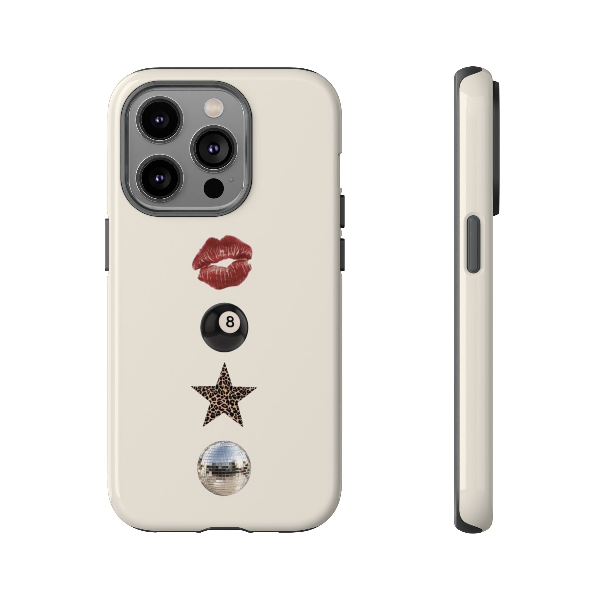 Kiss 8-Ball Star iPhone Case – Trendy Minimalist Protective Cover
