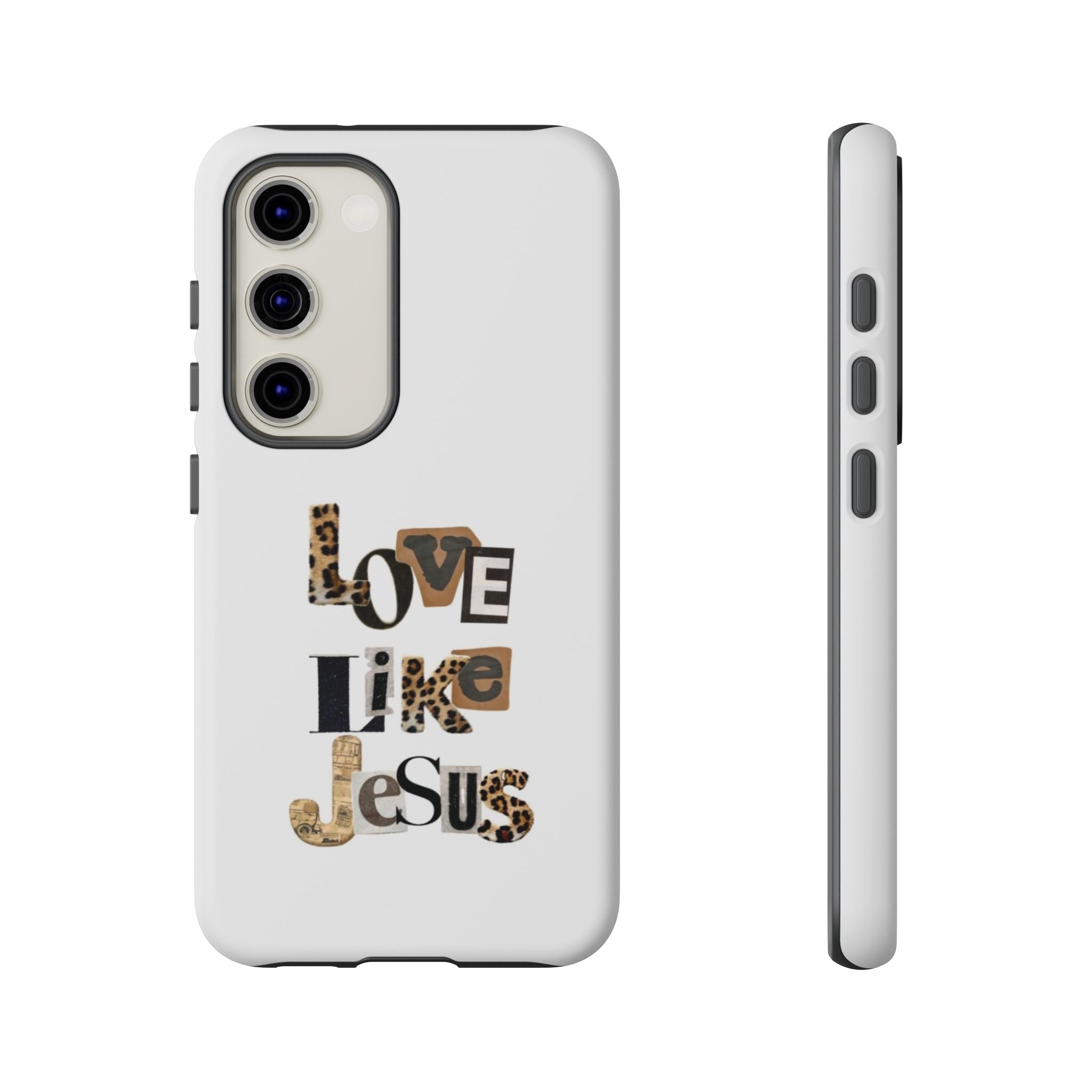 "Love Like Jesus" Leopard Print Christian Tough Phone Case