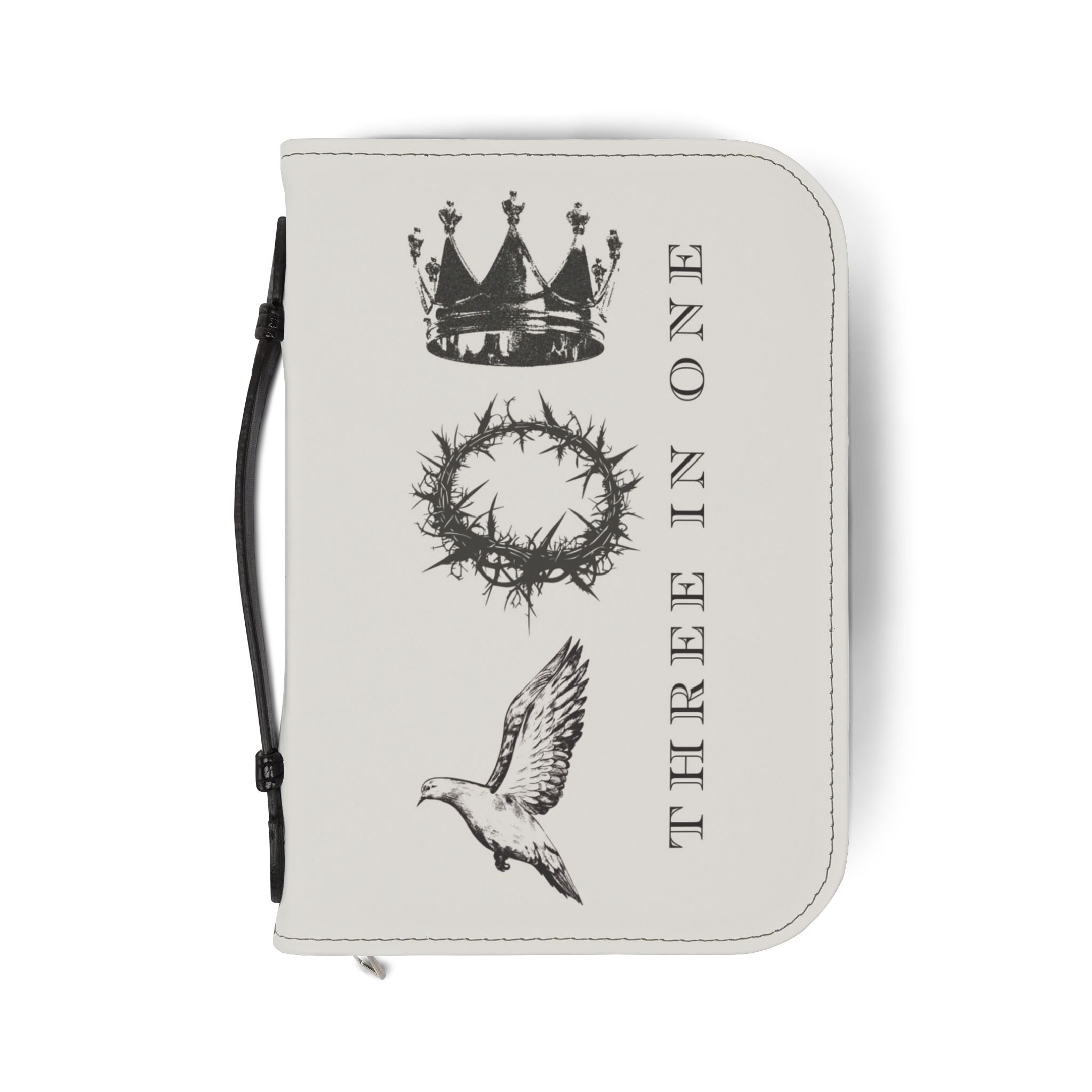 "Three In One" Bible Cover — Crown, Crown of Thorns & Dove  Zippered Case Cover