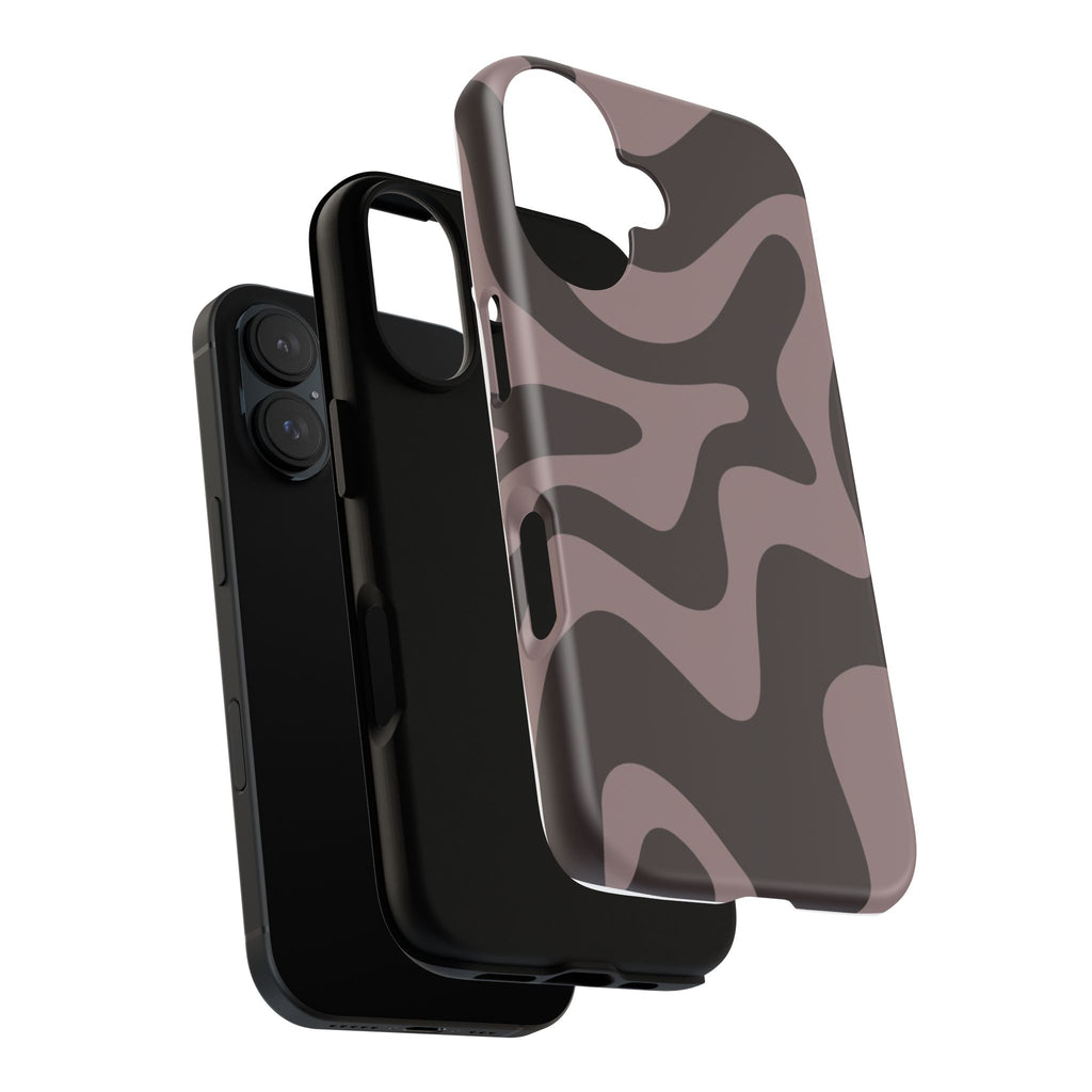 Camouflage Swirl iPhone Case — Matte Brown Abstract Camo Protective Cover