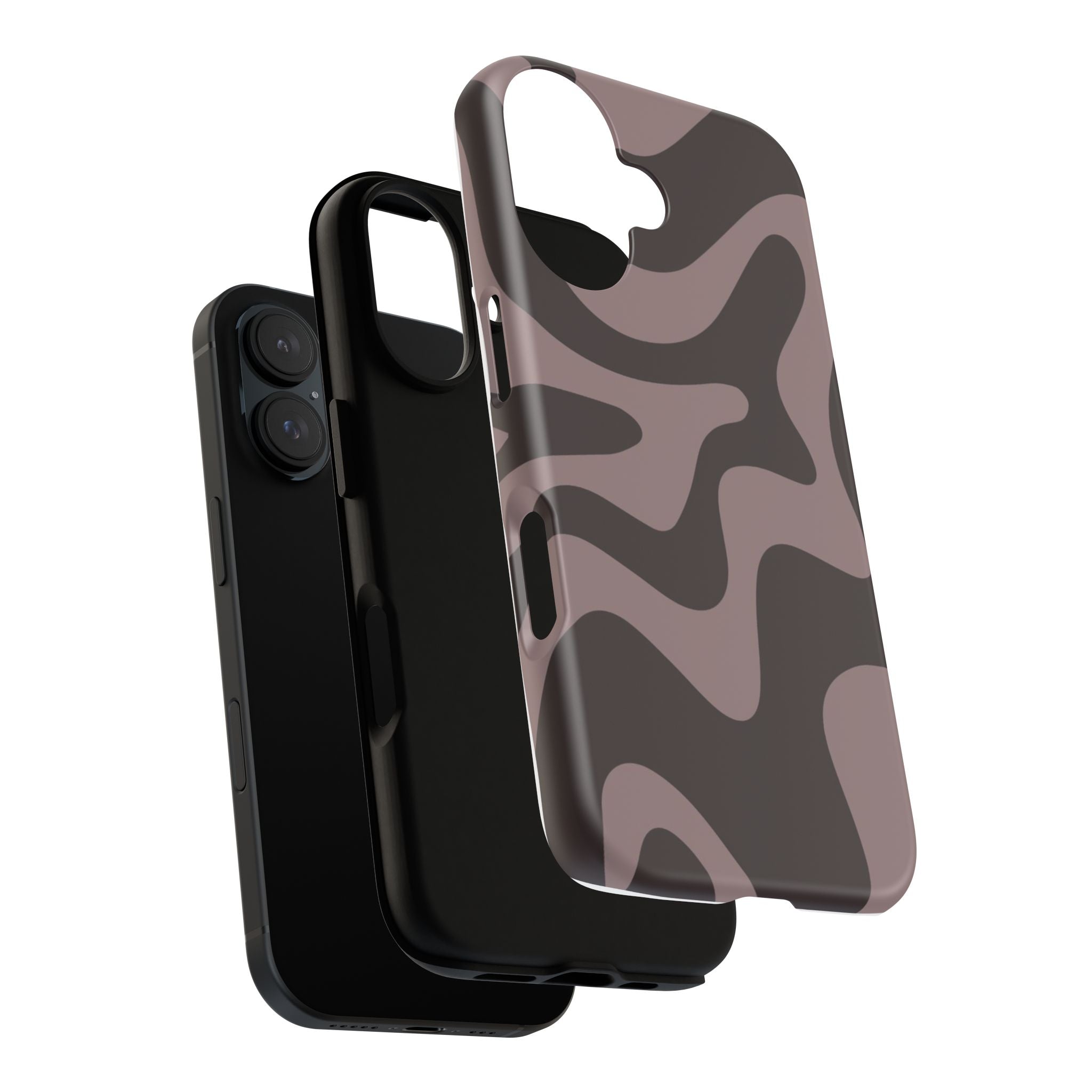 Camouflage Swirl iPhone Case — Matte Brown Abstract Camo Protective Cover